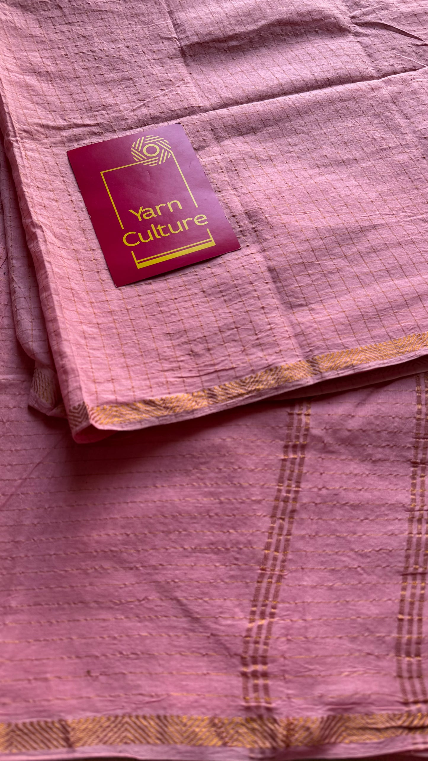 Baby pink mini kattam kattuchayam dyed madurai cotton saree - YCCOTNMSFE86