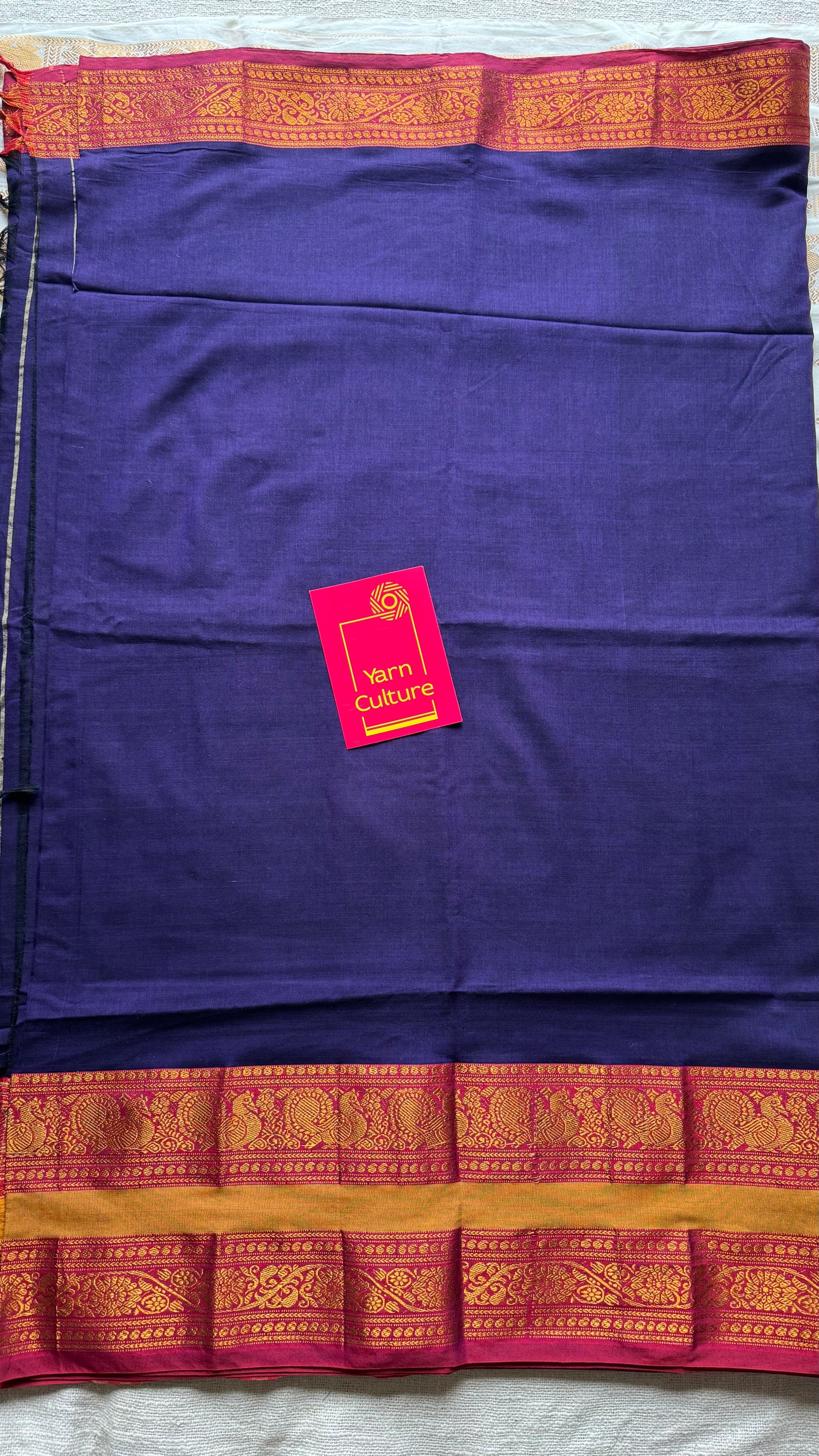 Purple with dark pink wide border, narayanpet soft cotton saree - YCWOTDAUG07