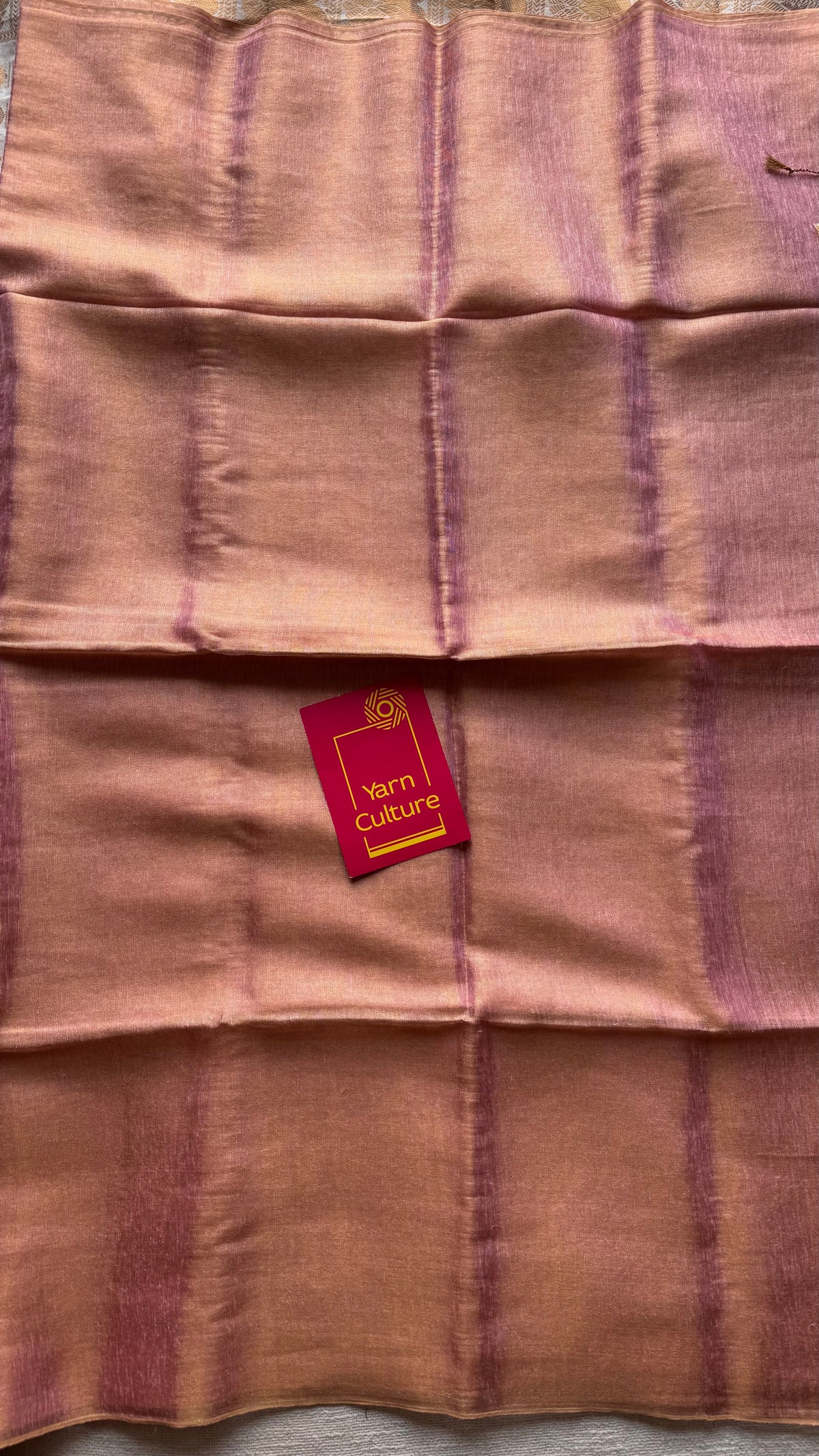 Baby pink with gold, dual tone metallic tissue linen saree - YCBCLTOC53
