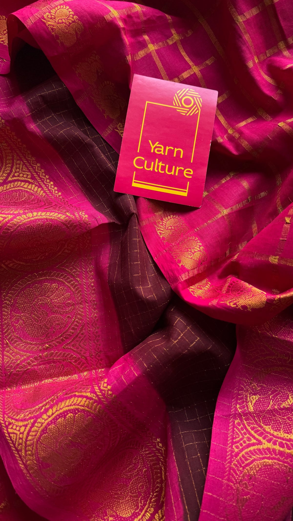 Hot pink and maroon, sungudi cotton half-half saree - YCCOTNIDOC24