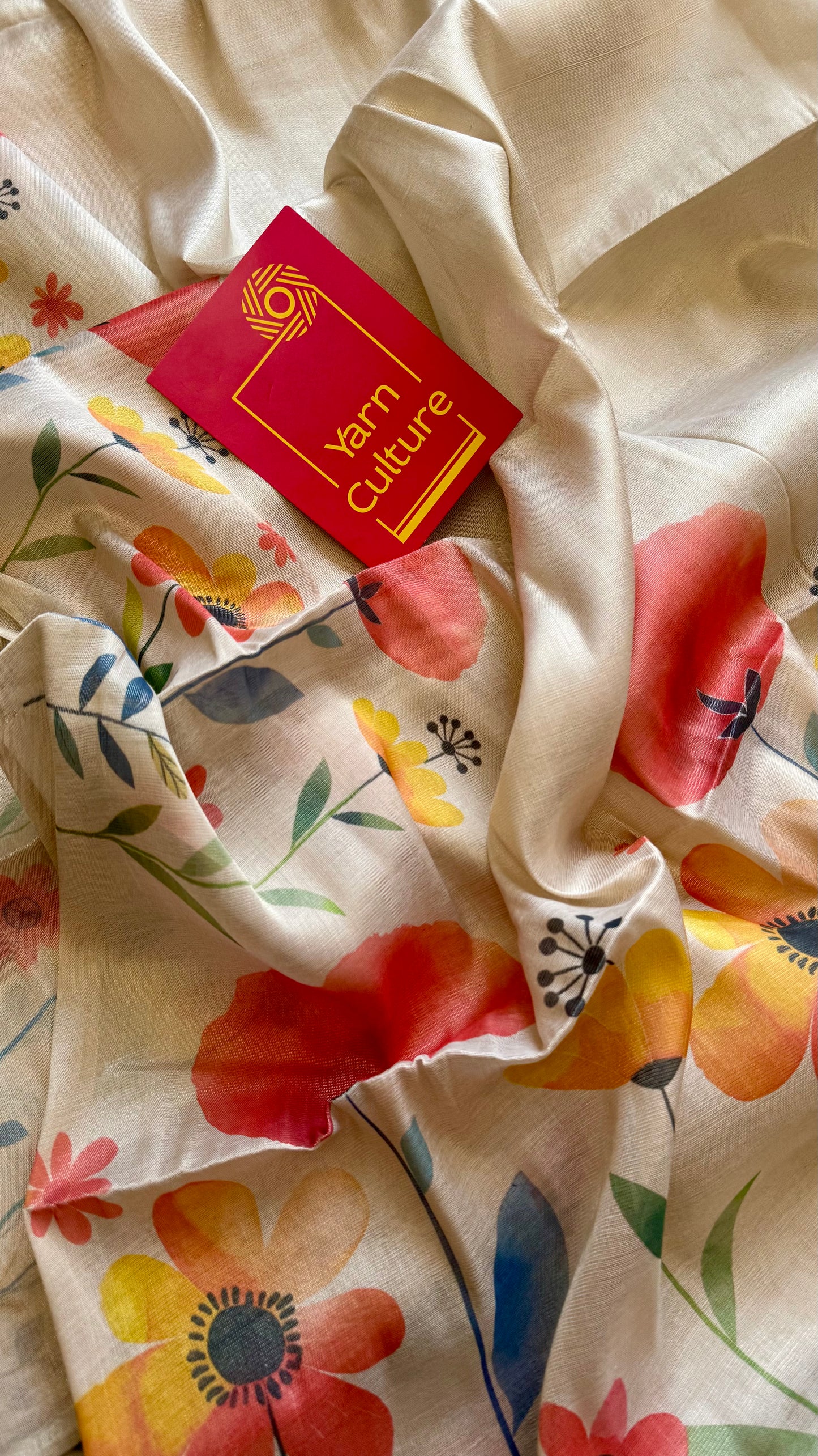 Sandal soft semi tissue saree, multicoloured floral prints - YCIEON82