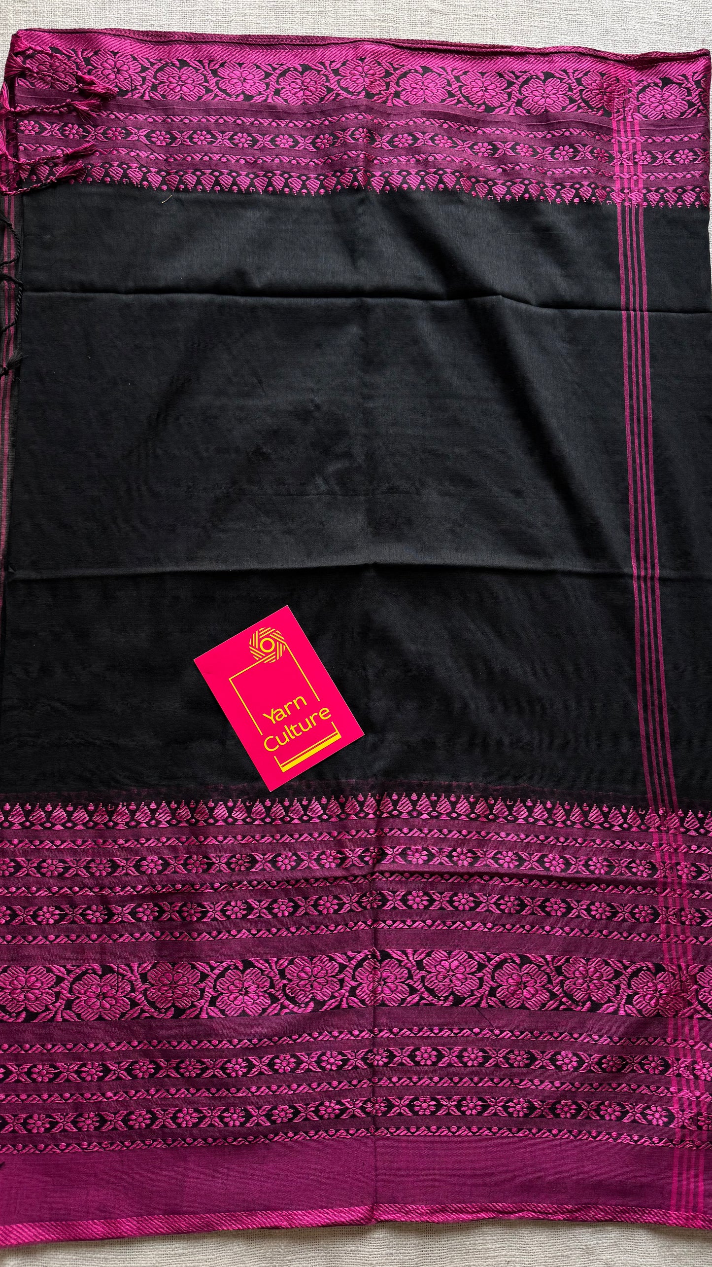 Black with magenta threadwork, begampuri soft cotton - YCBCBPJA197