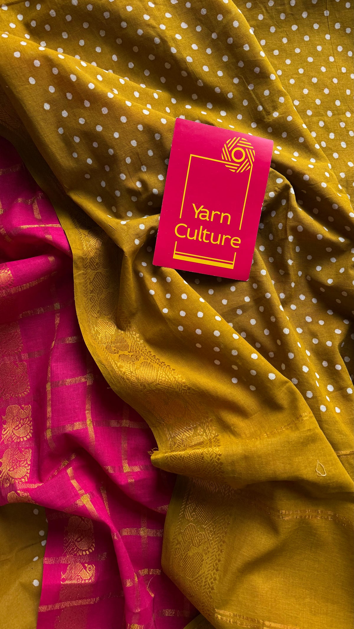 Mehendi green with hot pink, sungudi cotton half-half saree - YCCOTNIDOC19
