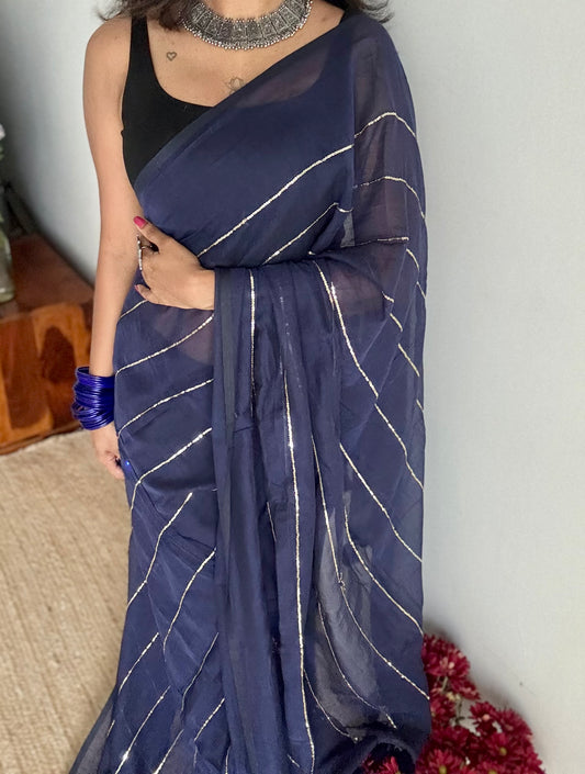 Dark blue mul with silver sequins - YCBCMCLSE55