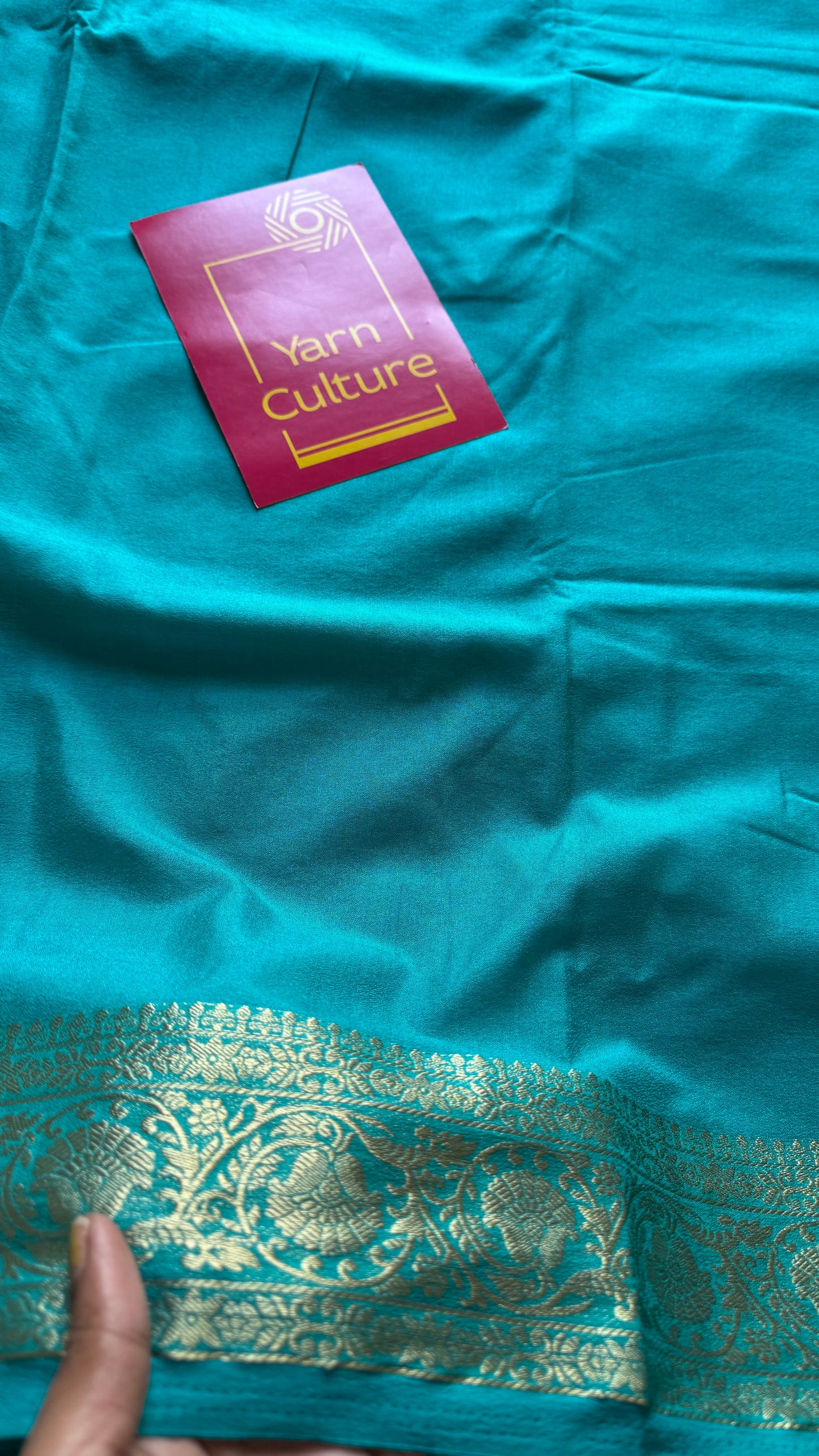 Turquoise Mysore semi crepe silk saree - YCLOKFE241