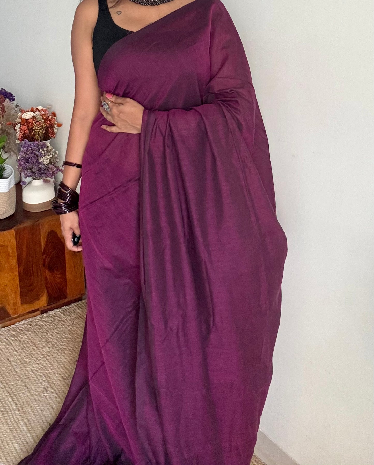 Wine soft cotton saree  - YCBCKCAP20