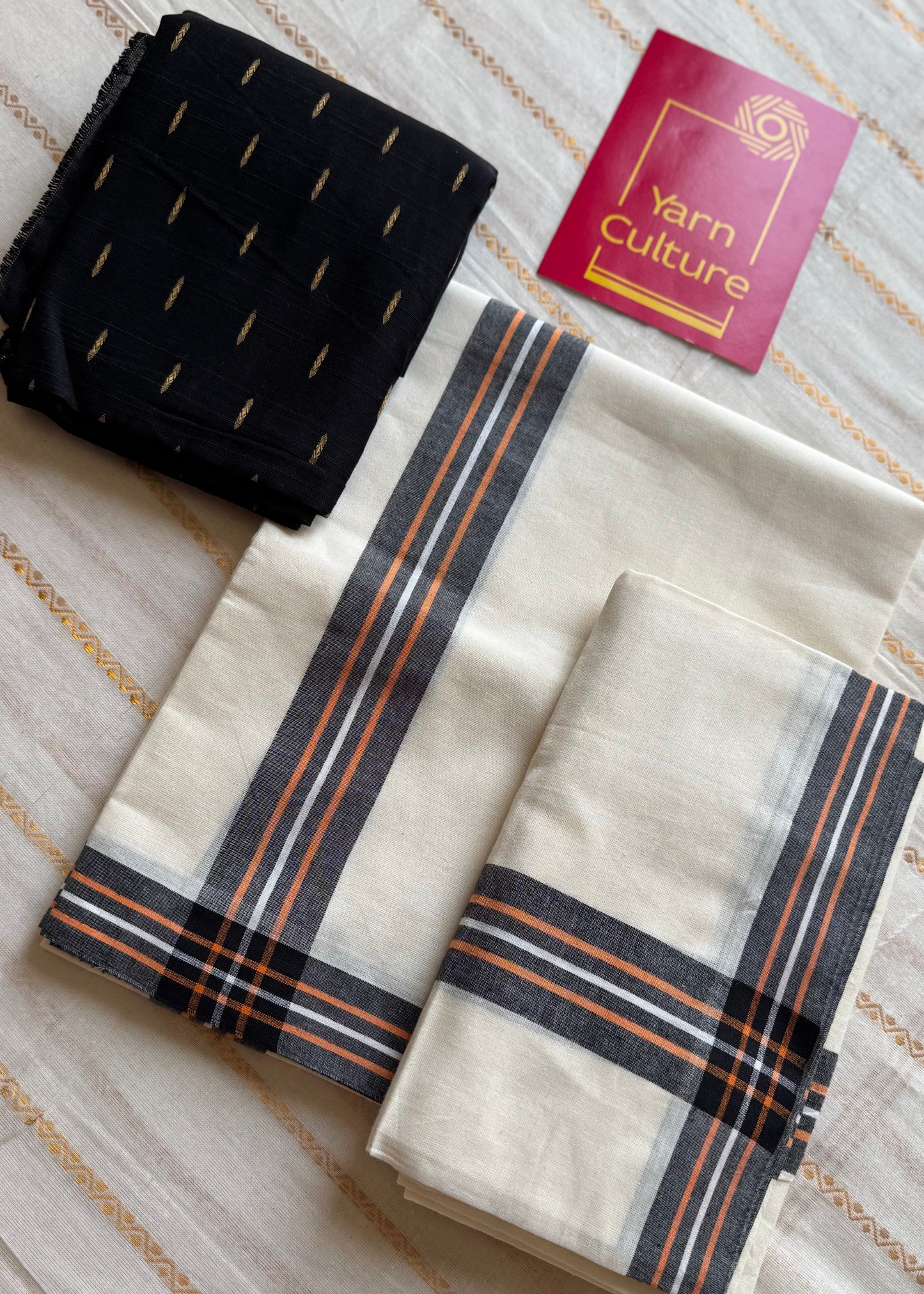 Set mund, black with orange lines - YCIEON126