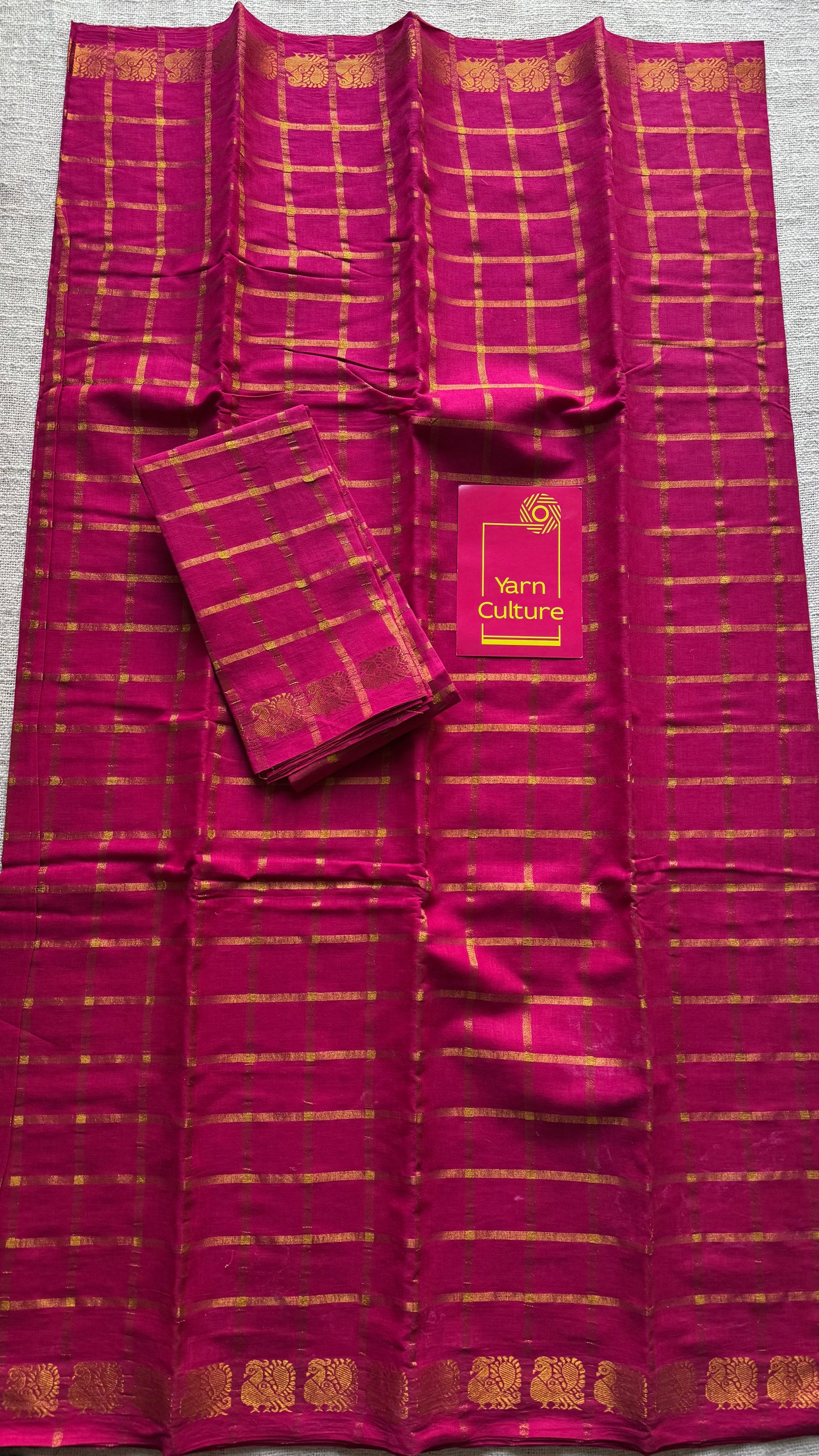 Magenta pavithra kattam kattuchayam dyed madurai cotton saree - YCCOTNMSFE137