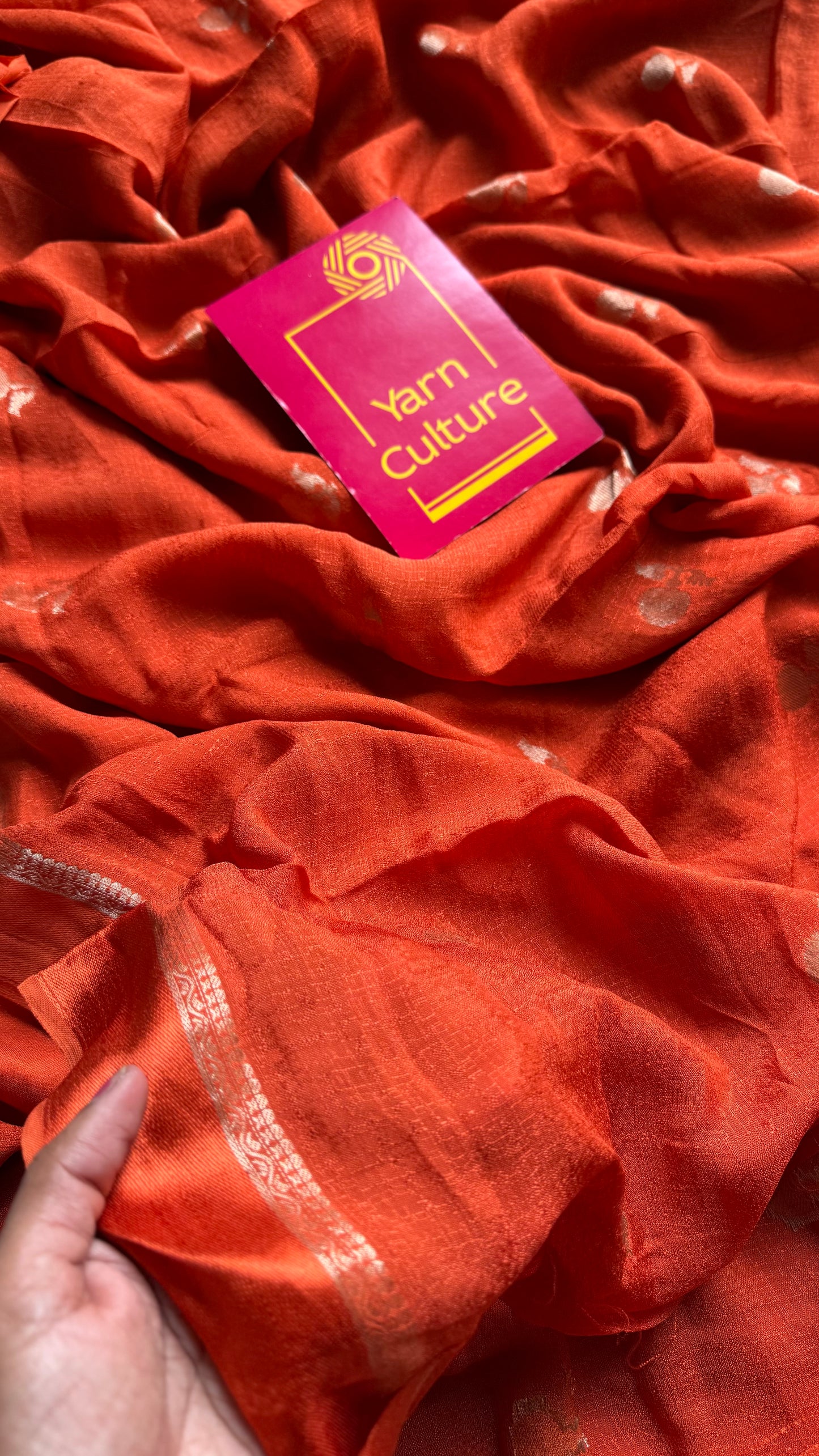 Orange in semi khadi silk, zari motifs - YCDOSFE19
