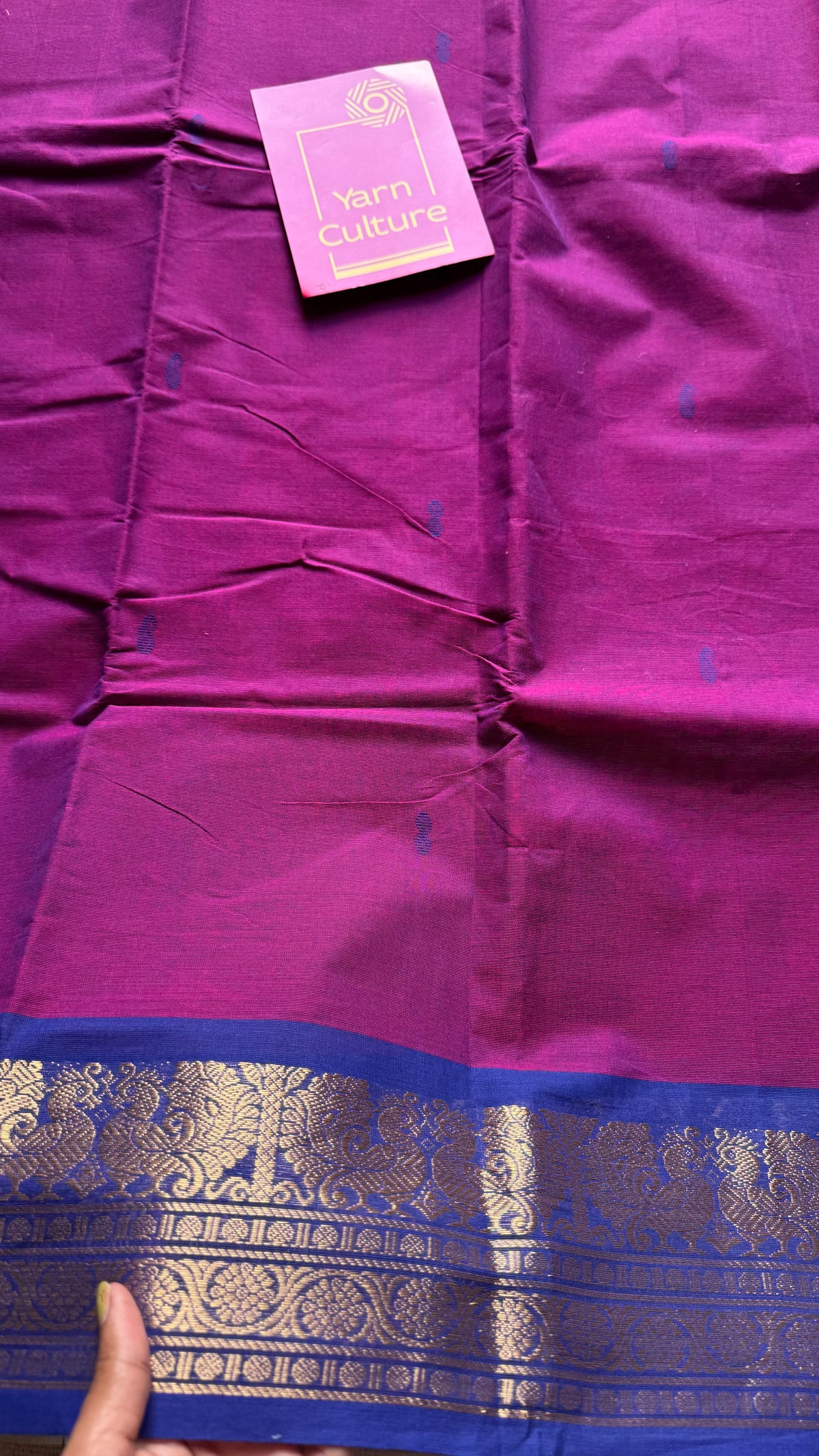 Purple pink with royal blue zari border chettinad cotton saree - YCCOTNCKSE15