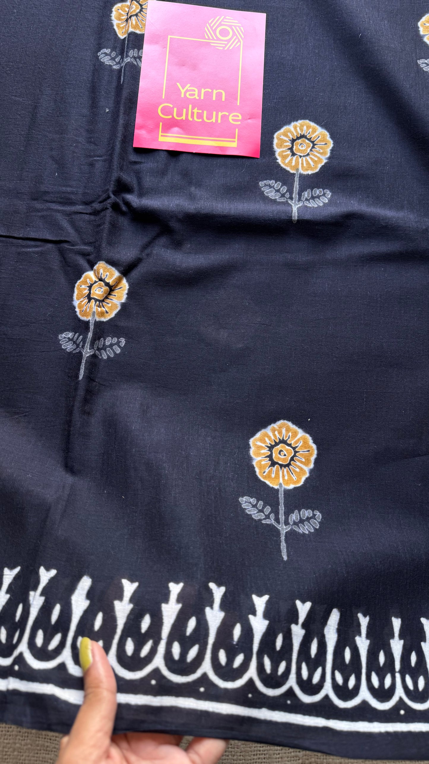 Midnight Marigold – a soft bloom of spring, block print, soft cotton - YCTOROCBP63