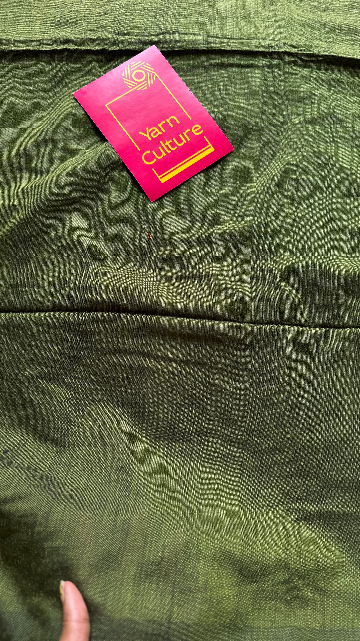 Olive green soft cotton saree  - YCBCKCAP18