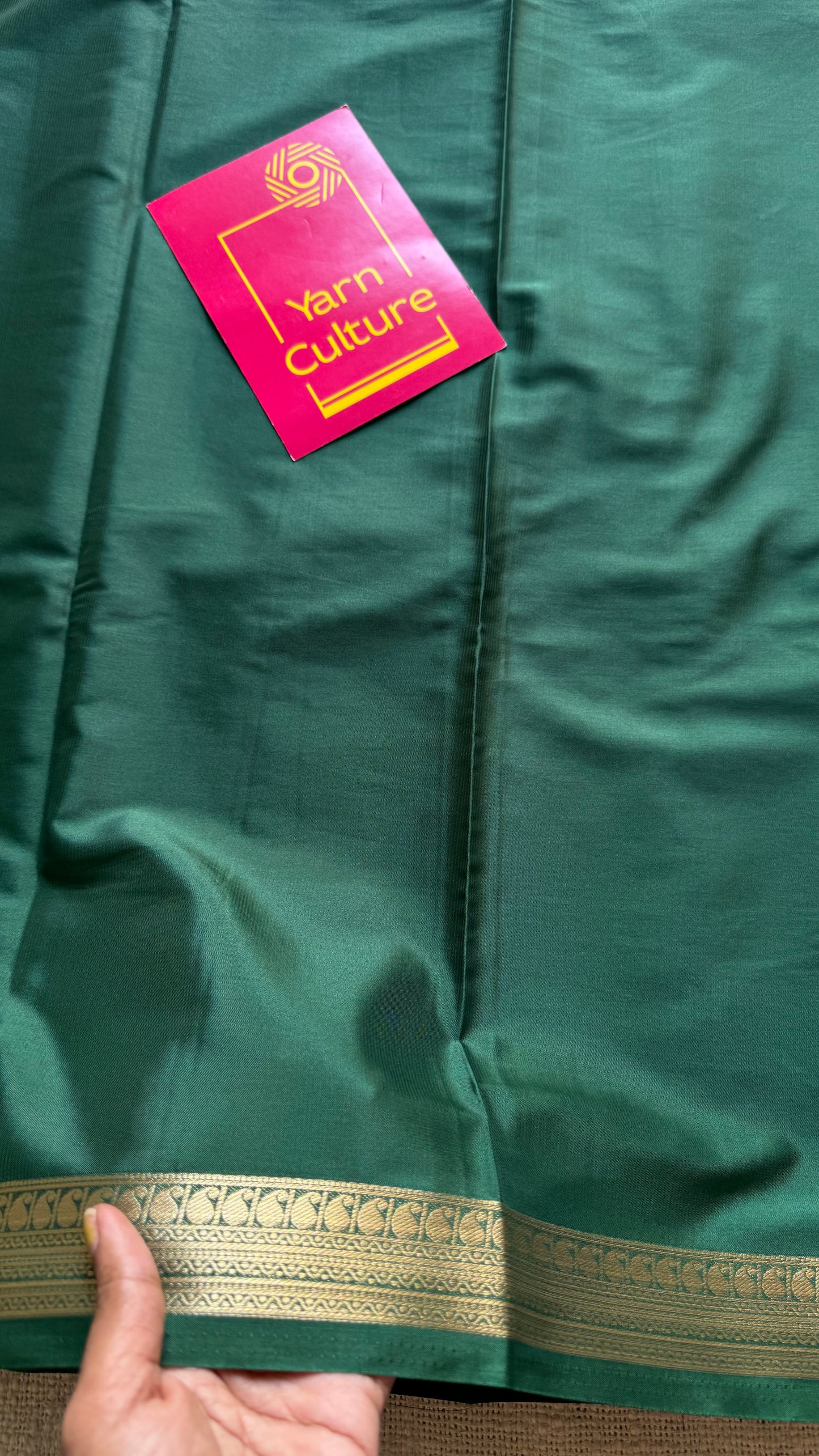 Dark green Mysore semi crepe silk saree - YCLOKFE236