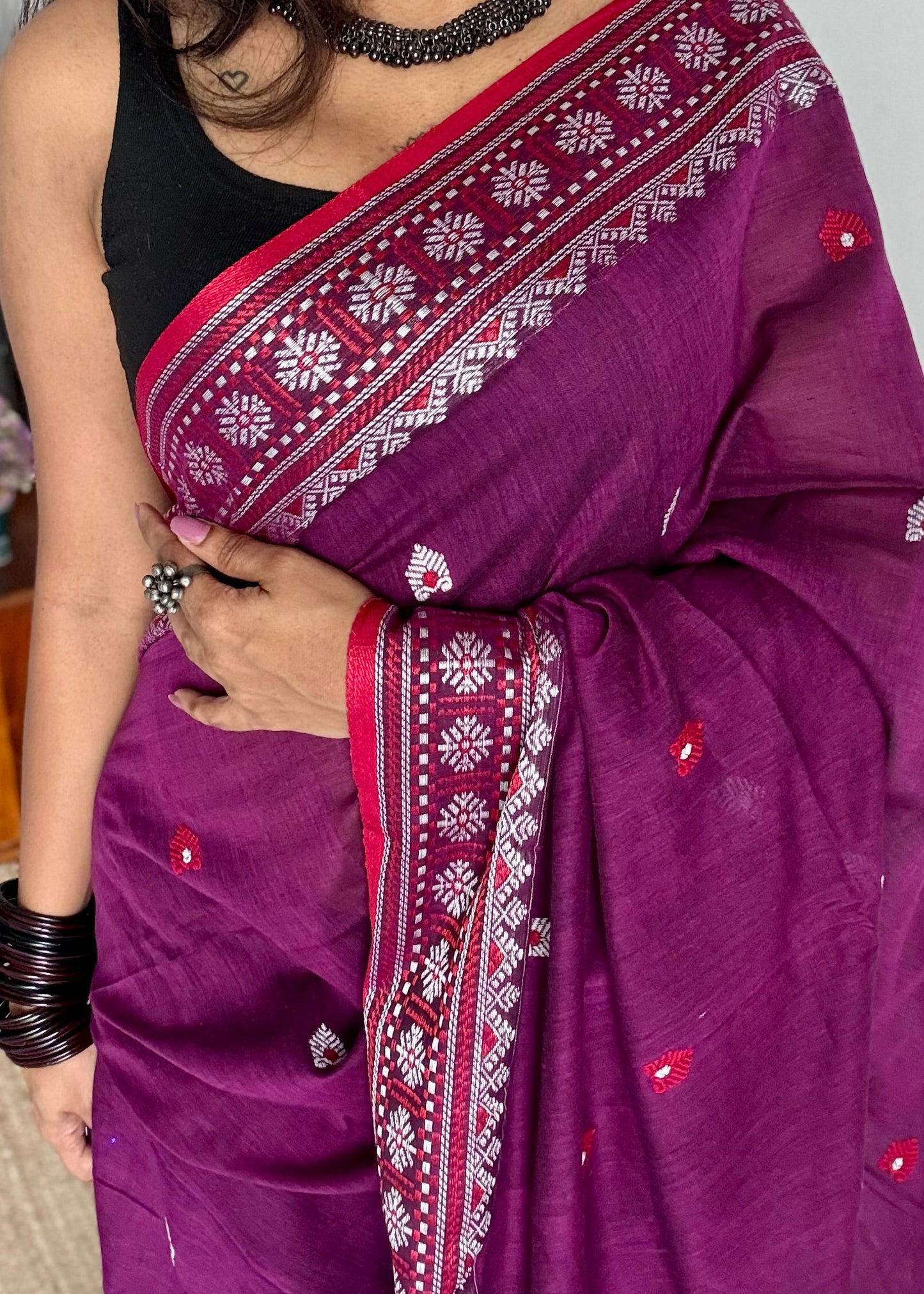 Drakshima (দ্ৰাক্ষিমা) - Inspired by deep wine tones, rich and graceful, soft cotton - YCHOTEAJA208