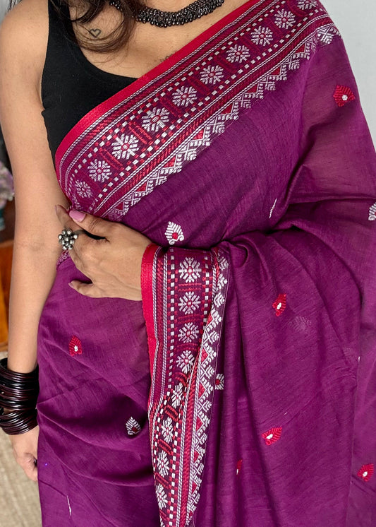 Drakshima (দ্ৰাক্ষিমা) - Inspired by deep wine tones, rich and graceful, soft cotton - YCHOTEAJA208