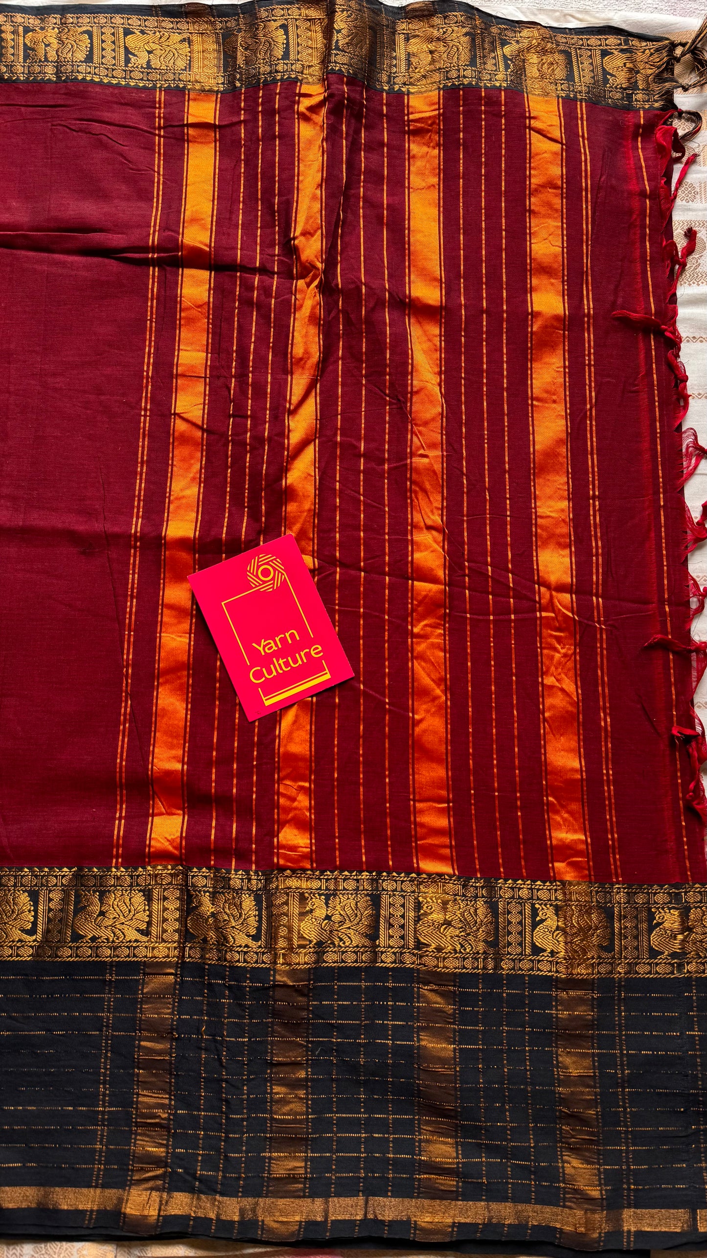 Maroon with black border, narayanpet soft cotton saree - YCWOTDAUG08