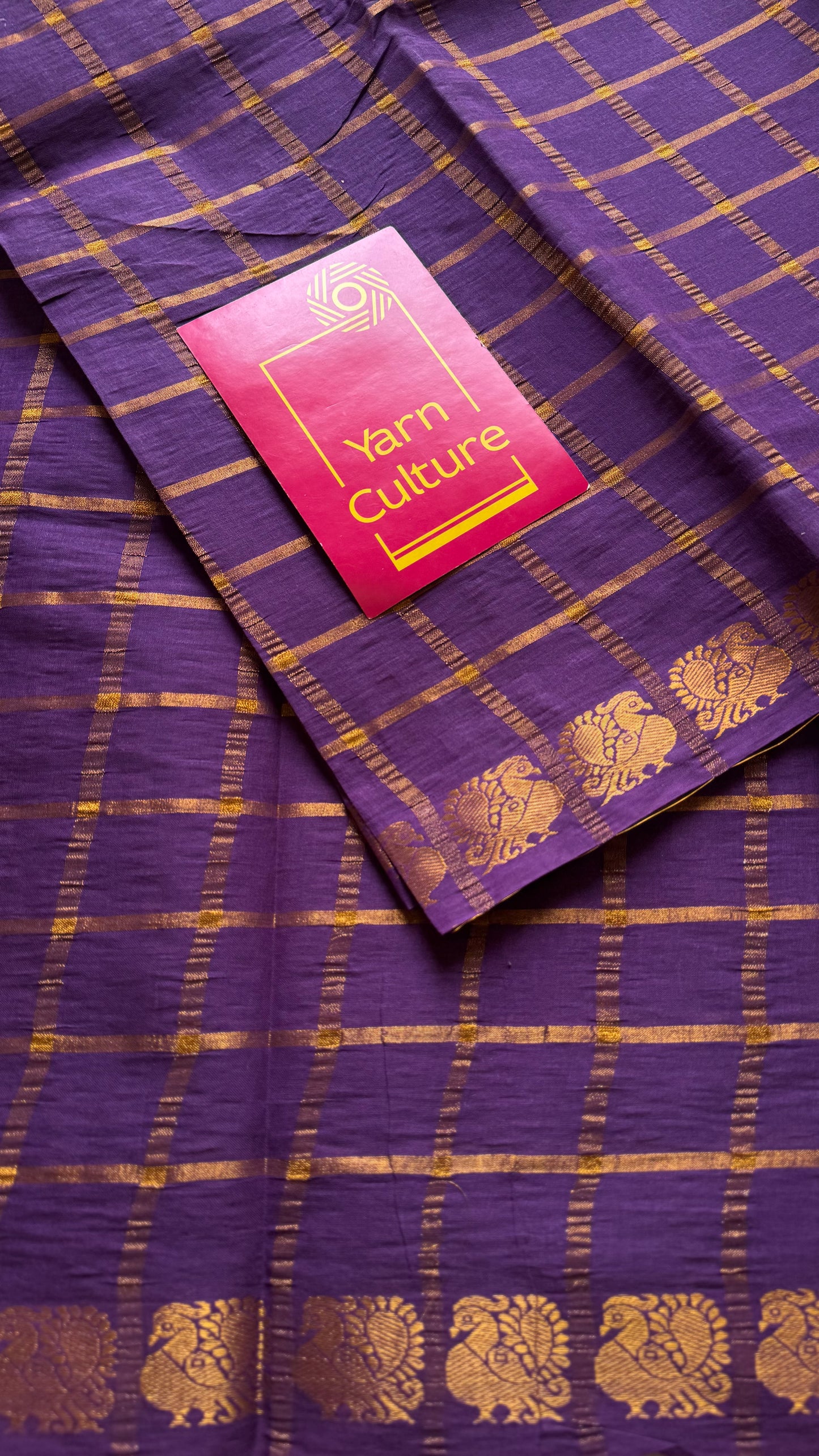 Purple pavithra kattam kattuchayam dyed madurai cotton saree - YCCOTNMSAP127