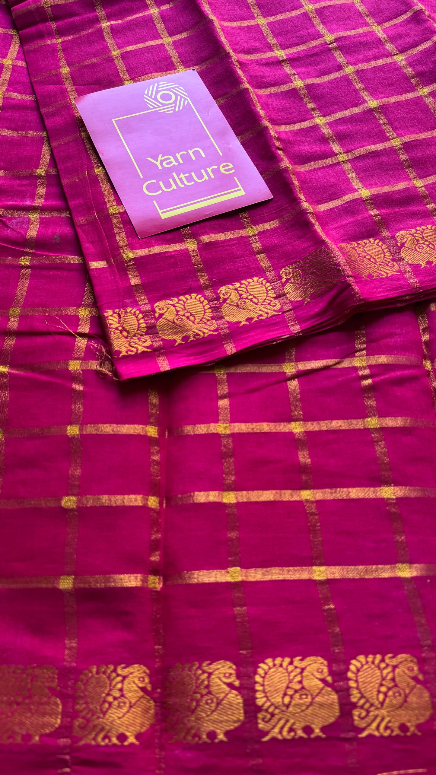 Magenta pavithra kattam kattuchayam dyed madurai cotton saree - YCCOTNMSFE137
