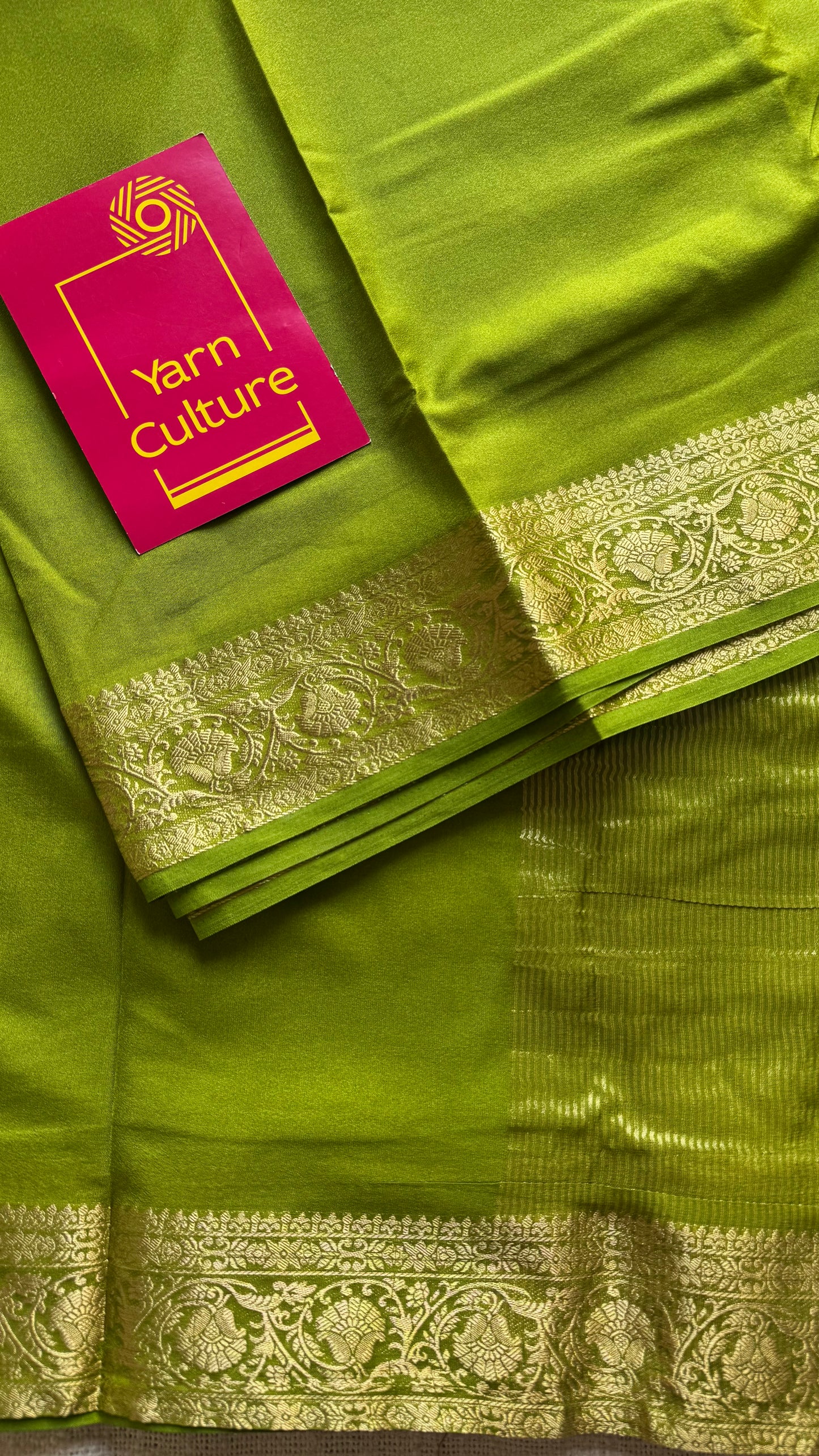 Lime green Mysore semi crepe silk saree - YCLOKFE243