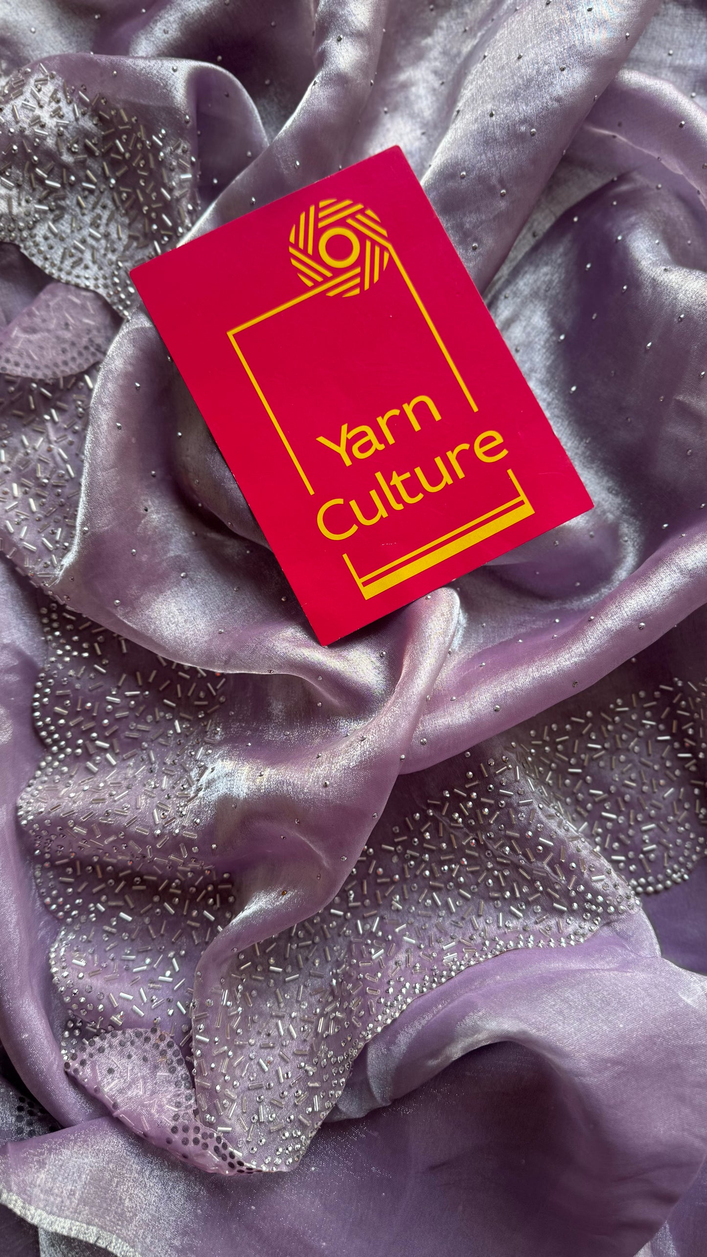 Lavender Drip - lavender metallic dual tone space silk, jarkhan stone work - YCDOSNO40