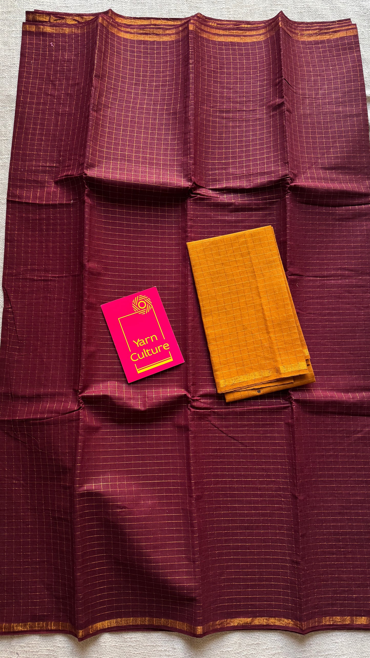 Maroon mini kattam kattuchayam dyed madurai cotton saree - YCCOTNMSFE107