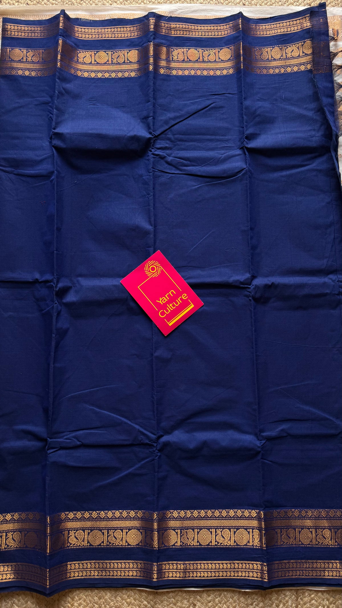 Blue with gap zari border, kanchi cotton saree - YCCOTNCCOC119