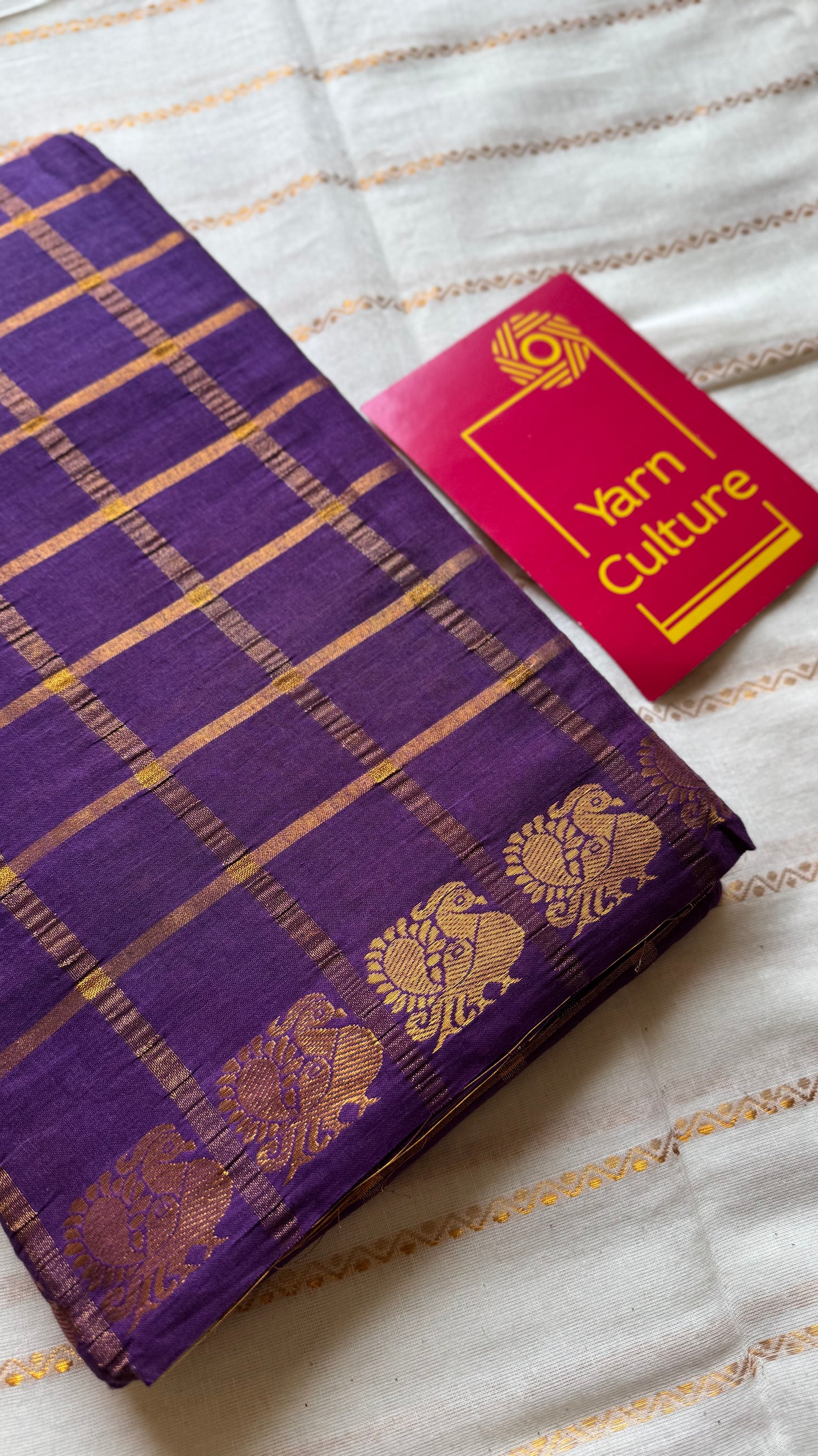 Purple pavithra kattam kattuchayam dyed madurai cotton saree - YCCOTNMSAP127