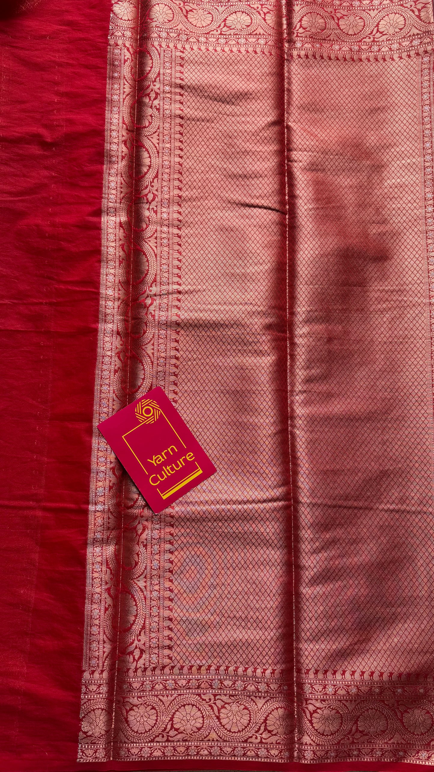 Cream with red contrast borders, banarasi semi georgette - YCBCDP19