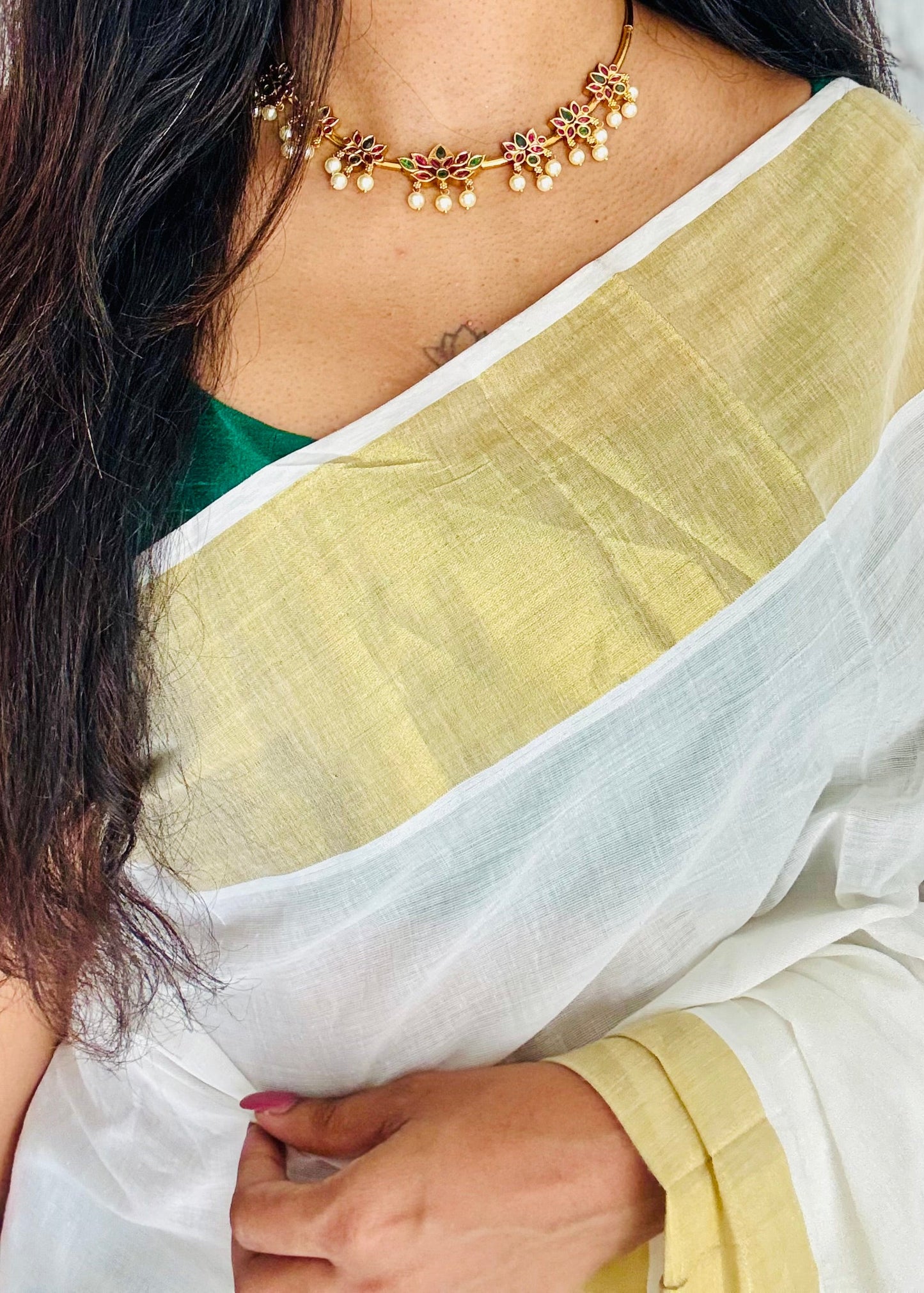 Lotus hasli, ruby and green stones - YCGPNP802