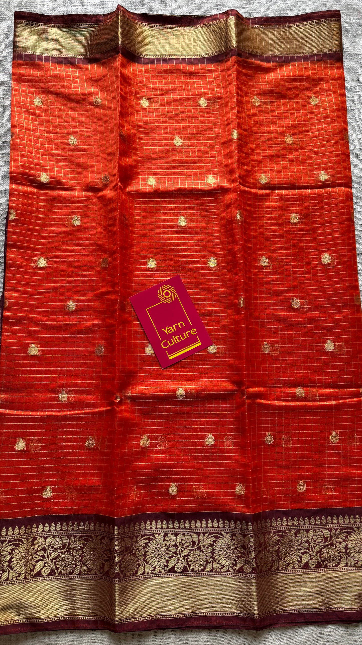 Dark orange with coffee brown, semi tissue silk - YCBLSSJA20