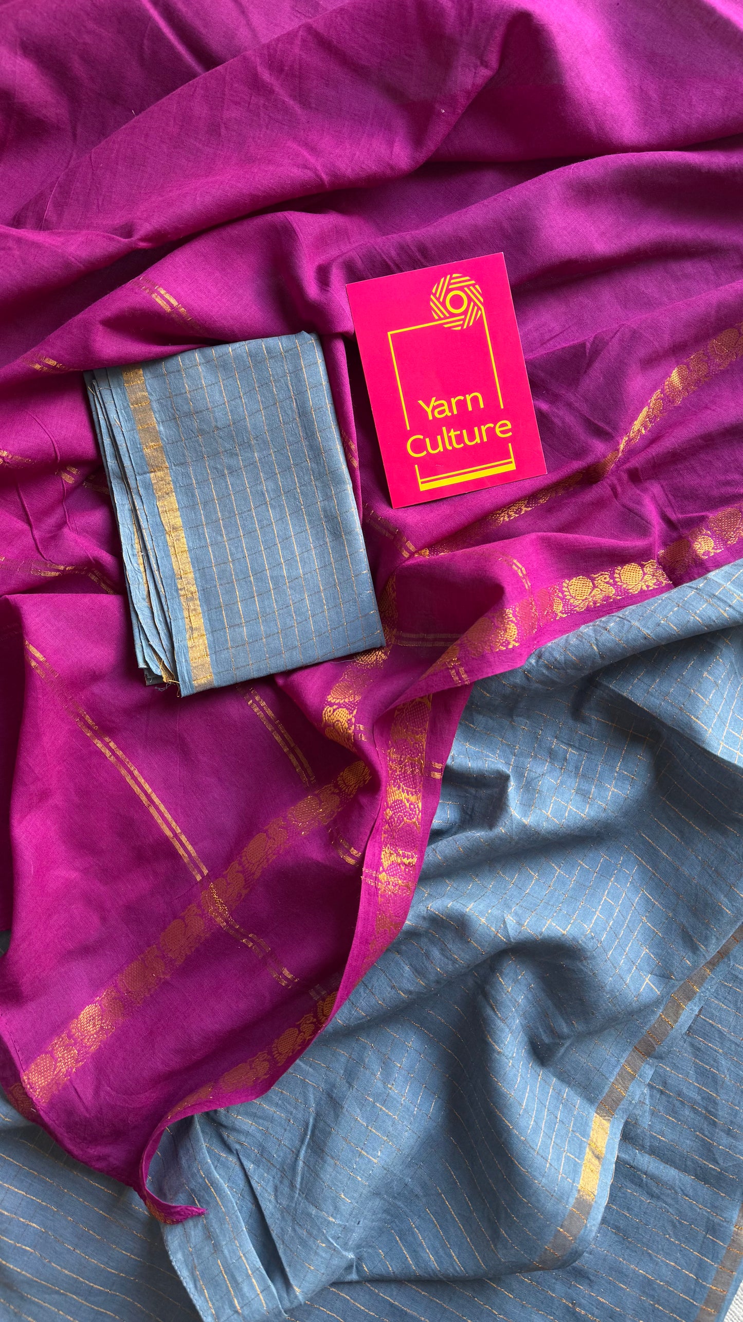 Mallinila (மல்லிநிலா): vaadamalli purple pink with grey, sungudi cotton - YCENOID13