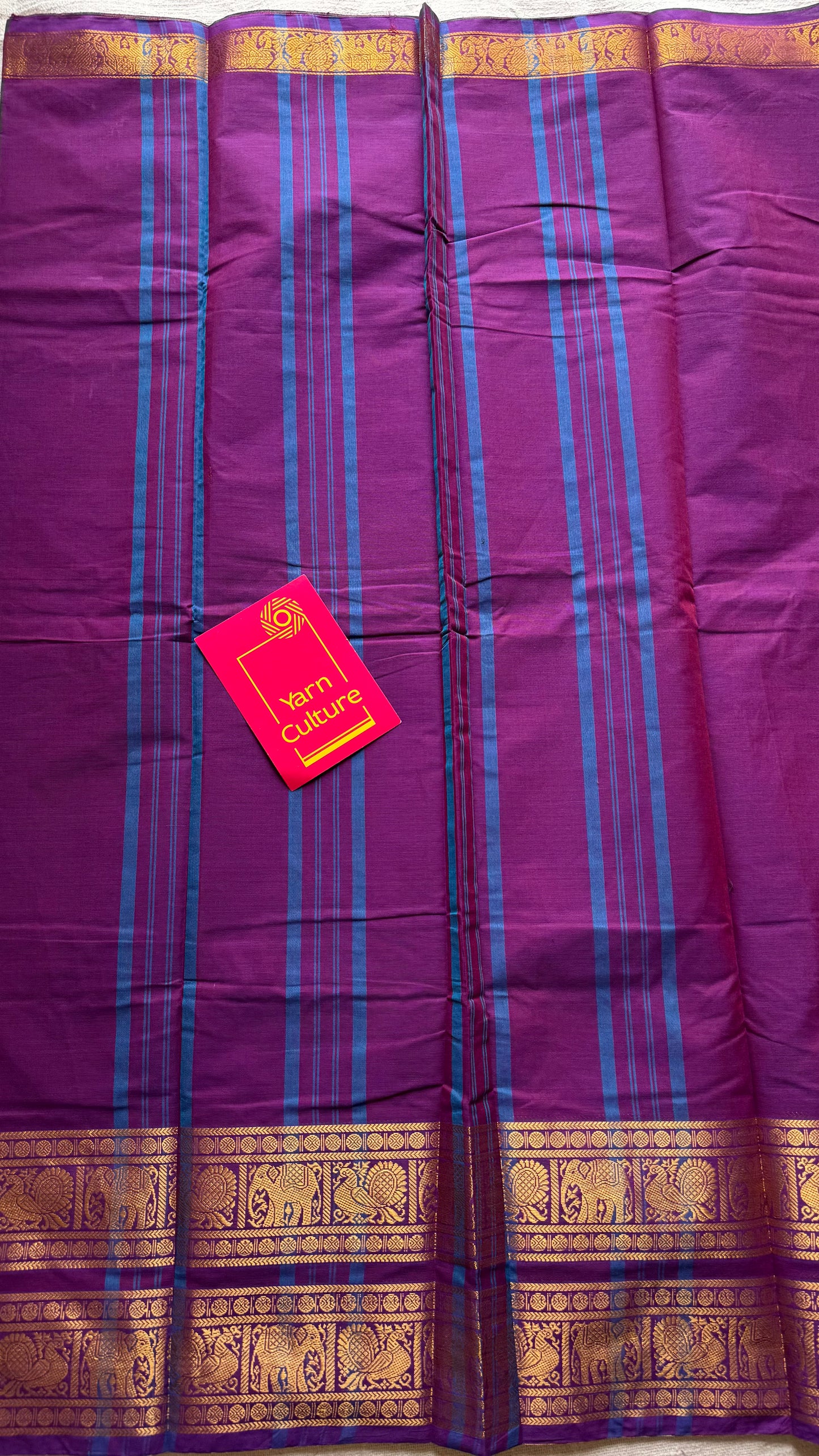 Kanchi cotton saree, purple pink with wide zari border - YCCOTNAP89