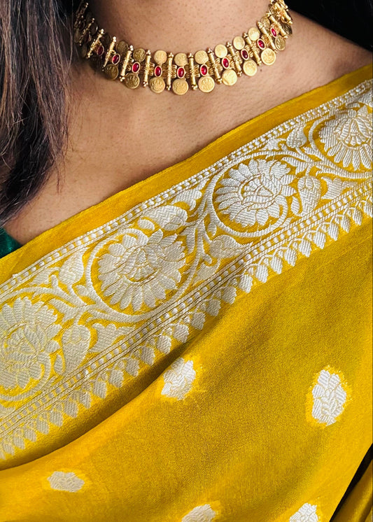 Coin necklace with ruby stones, with earrings - YCGPNP610