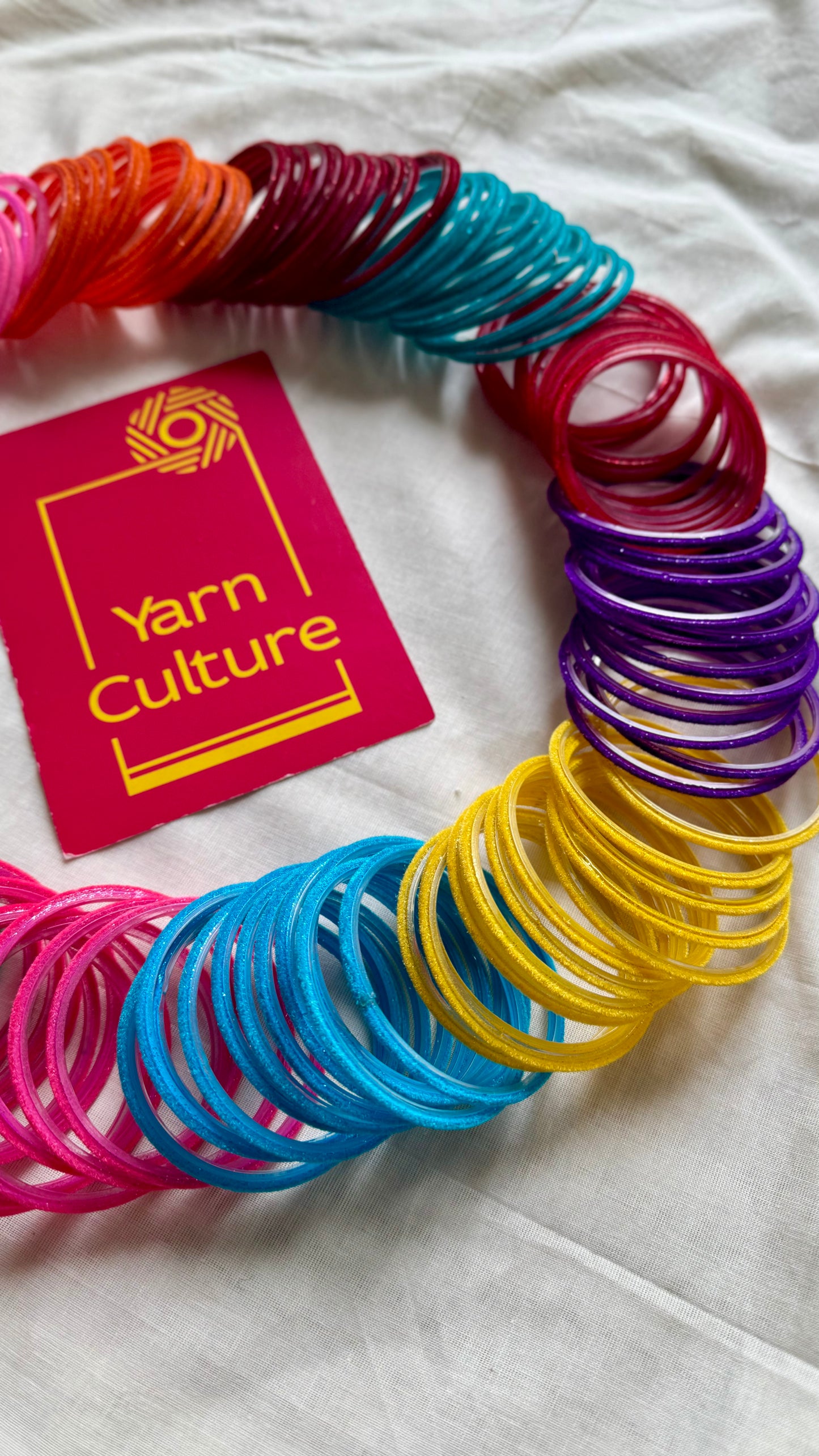Velvet glass bangles, set of 12 colours, each comes as a set of 12 units, total 144 bangles in a set - YCBANGL341