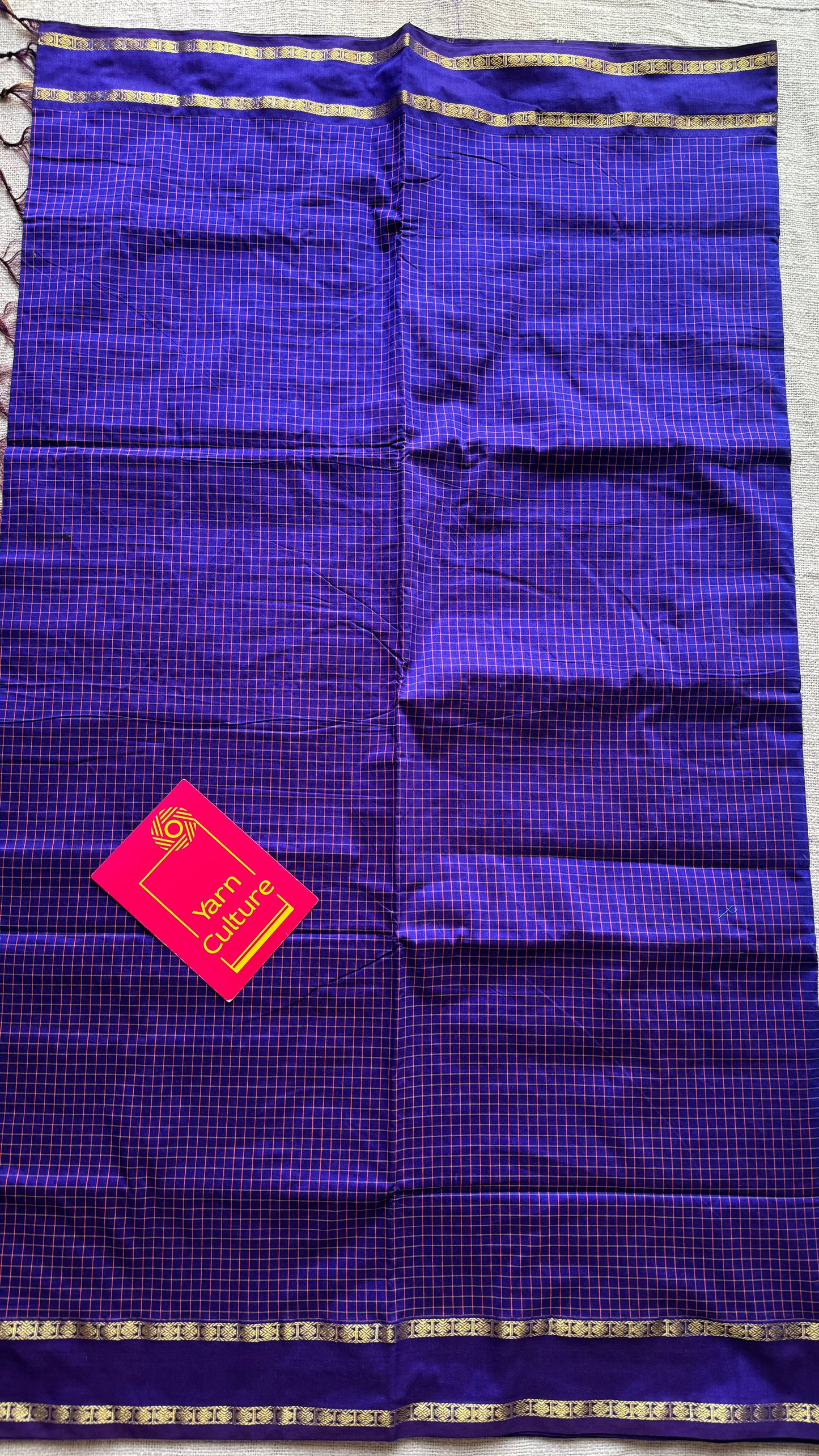 Double tone blue, arani checks, cotton silk - YCCOTNOCAR11