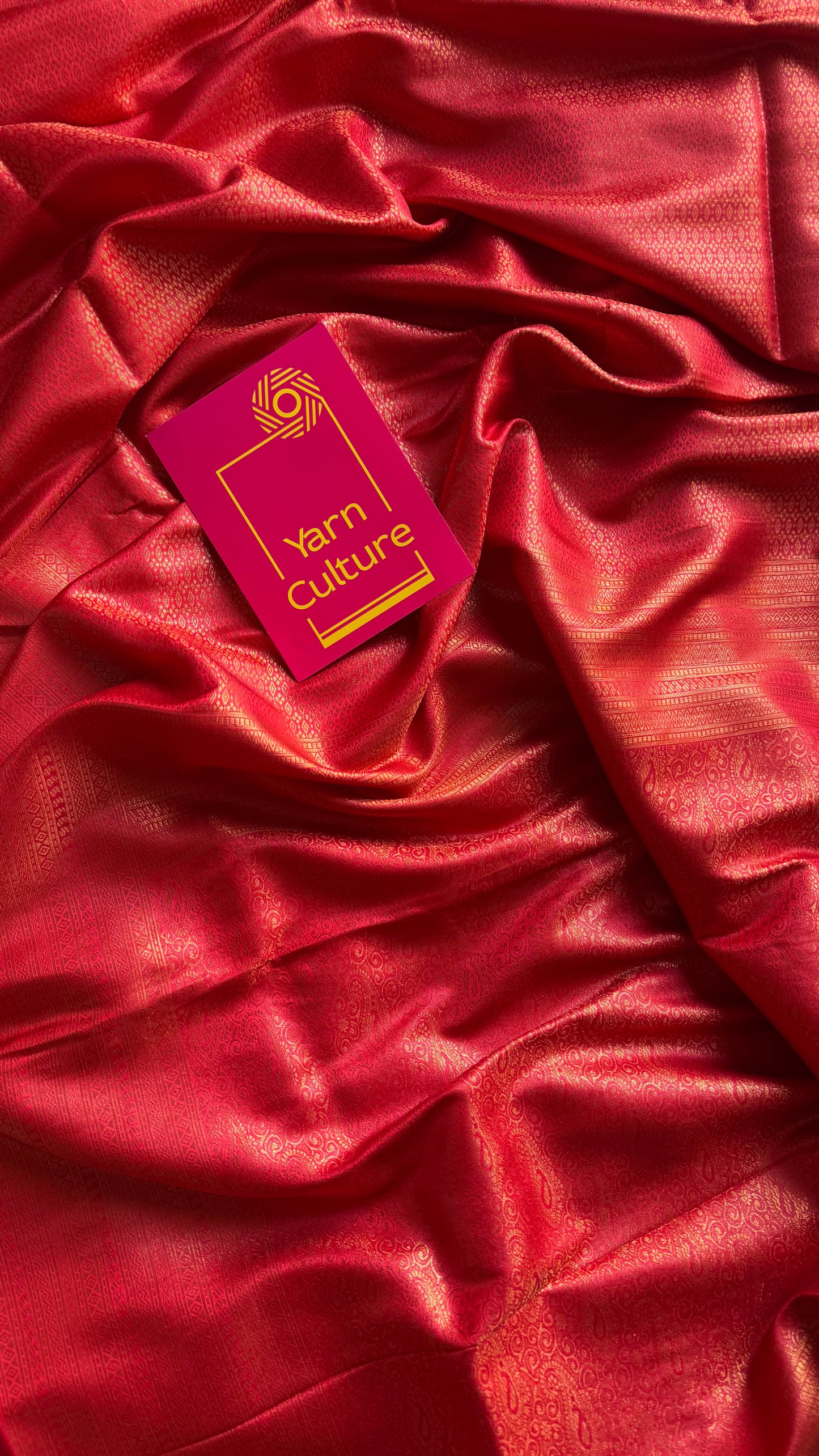 Red, antique gold zari, semi-silk - YCDOSOCSS06