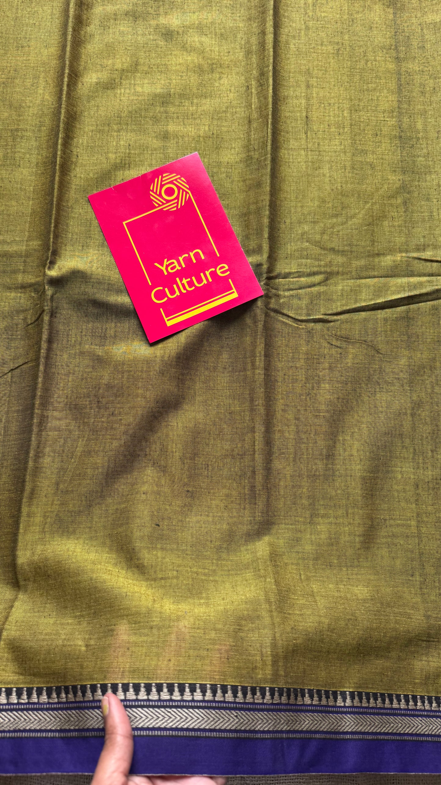 Lime green with purple border narayanpet saree, soft cotton - YCWOTDNPFE34