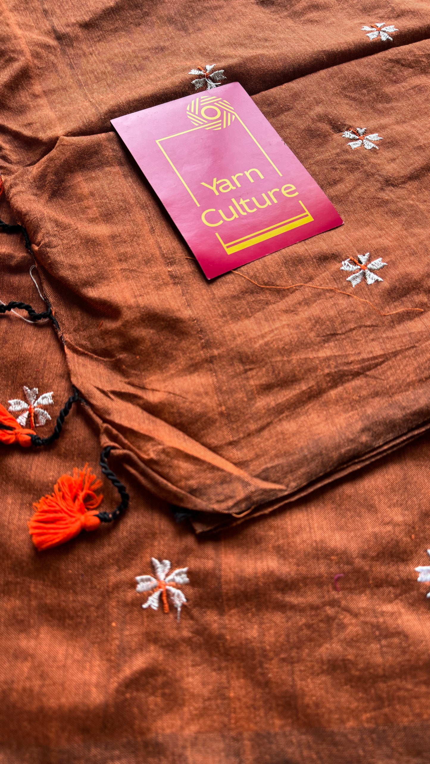Rust orange parijat soft cotton saree  - YCBCKCAP38