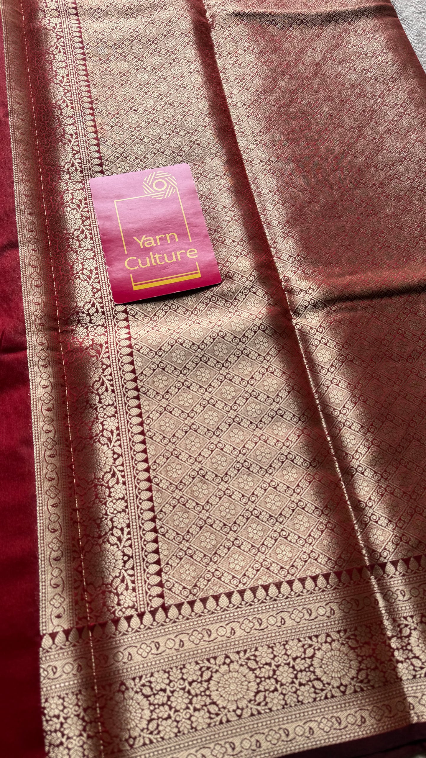 Maroon floral zari, Banarasi semi-georgette - YCDESE13