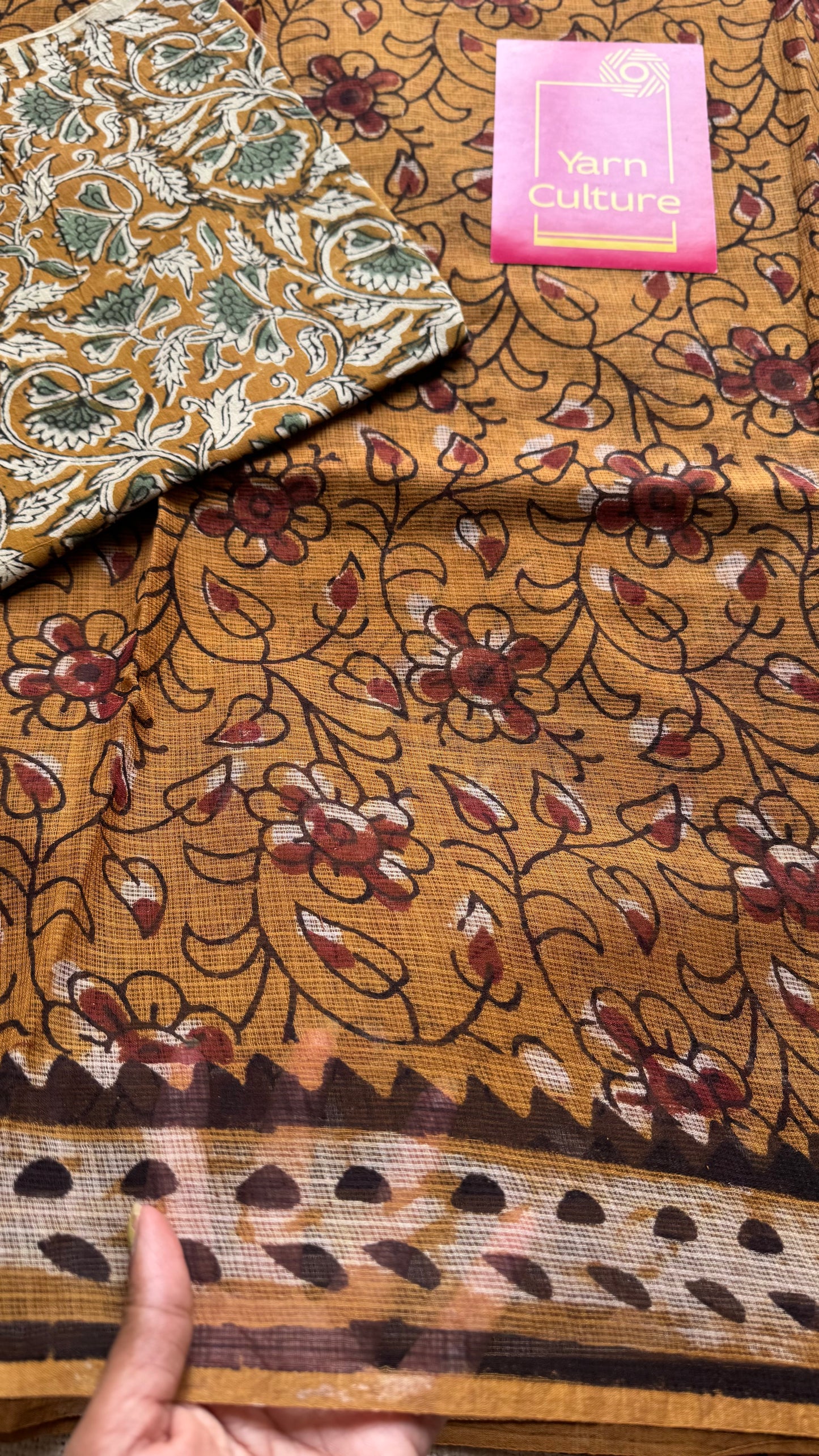 Orange Drama - light orange with brown floral kota doria saree - YCTORKDAP03