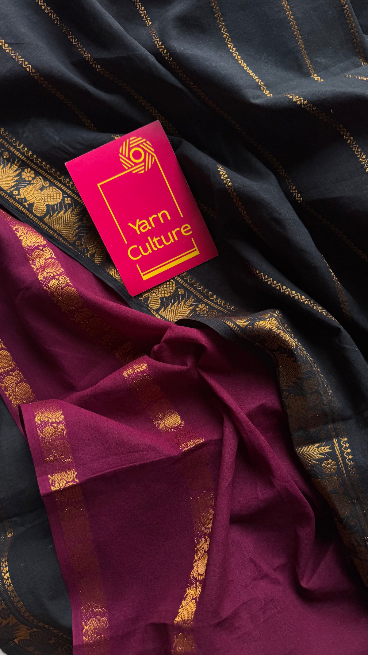 Black with purple pink (vadamalli), sungudi cotton half-half saree - YCCOTNIDOC21