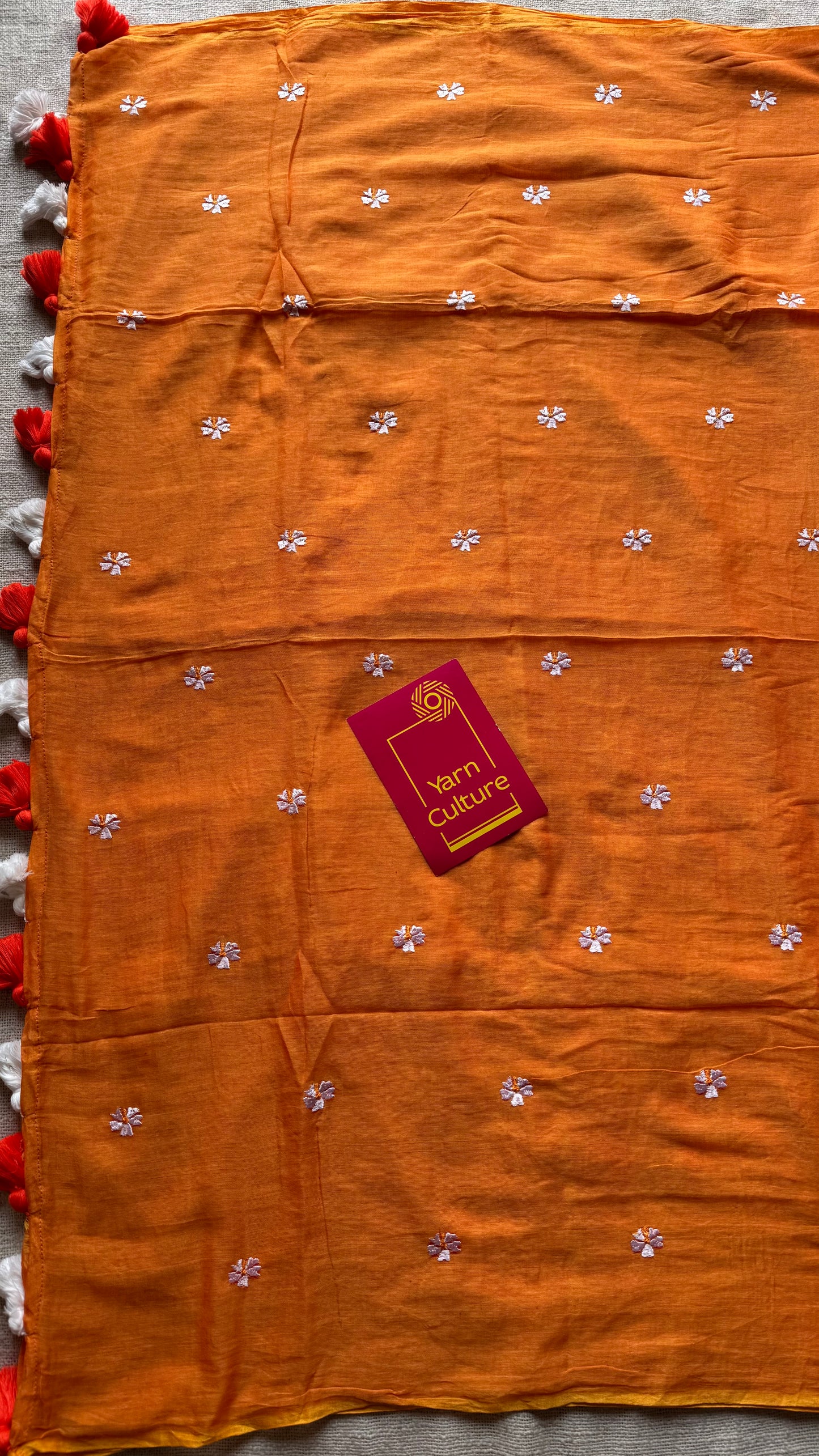 Orange parijat soft mul cotton saree  - YCBCMCAP28