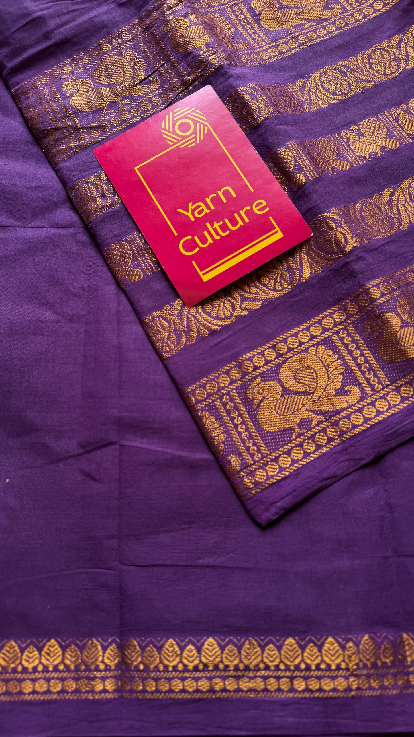 Purple long border sungudi, kattuchayam dyed madurai cotton - YCCOTNMSAP133