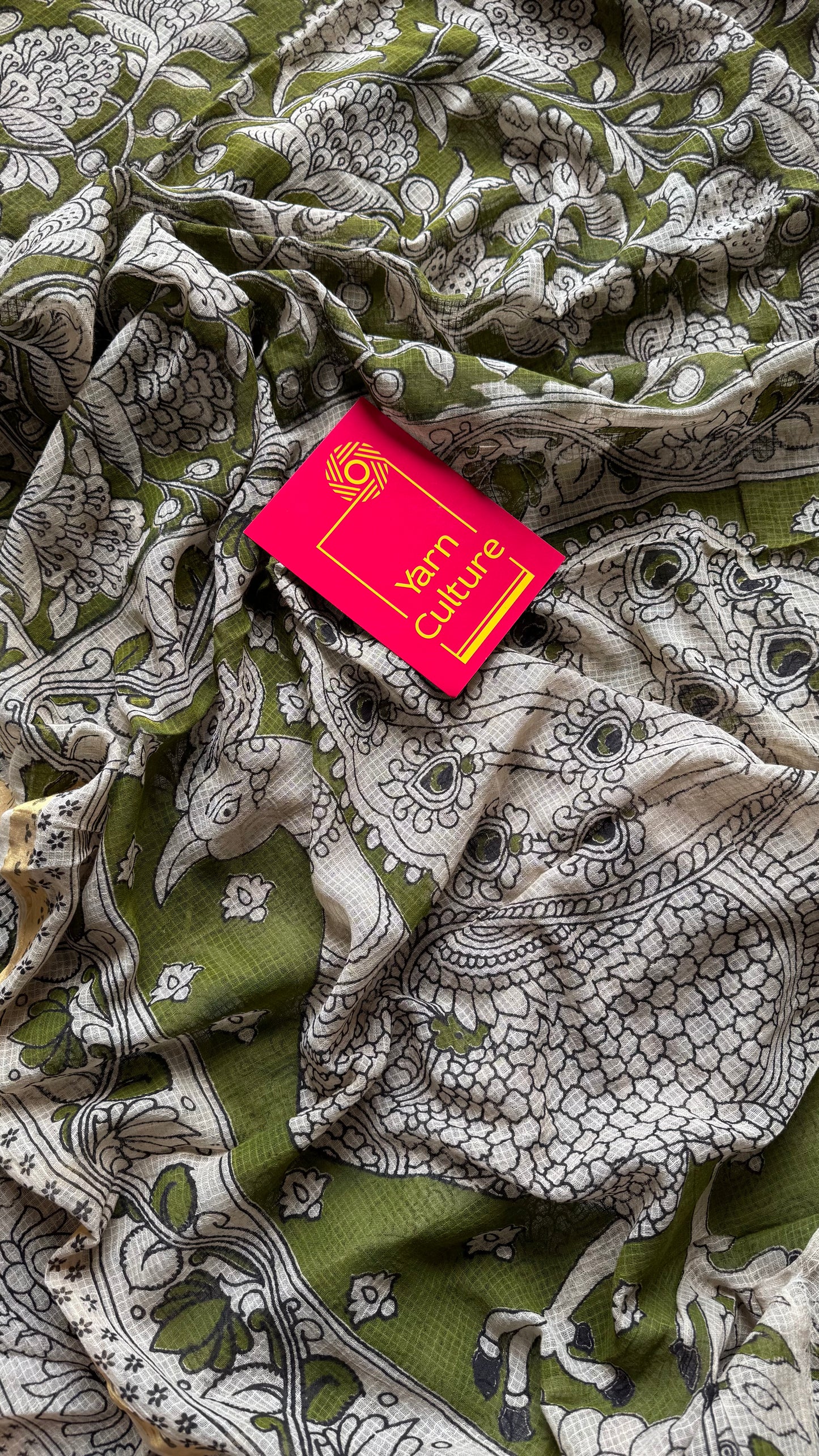 Light green floral kalamkari saree in kota - YCWOTDMA358