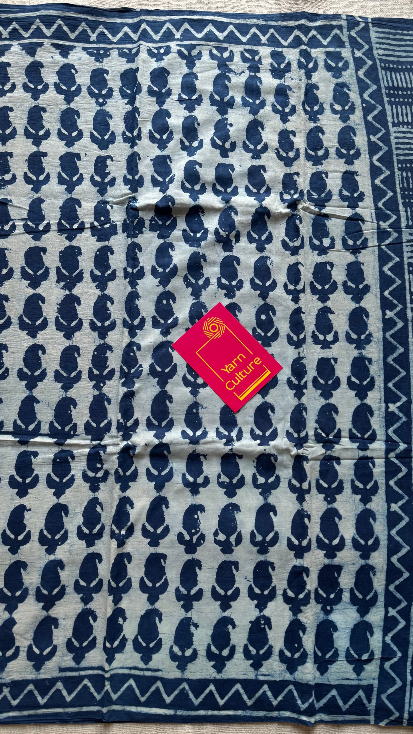 Nilaya - An abode of blue with indigo paisley motifs, block print, soft cotton - YCWOTDNOBP96