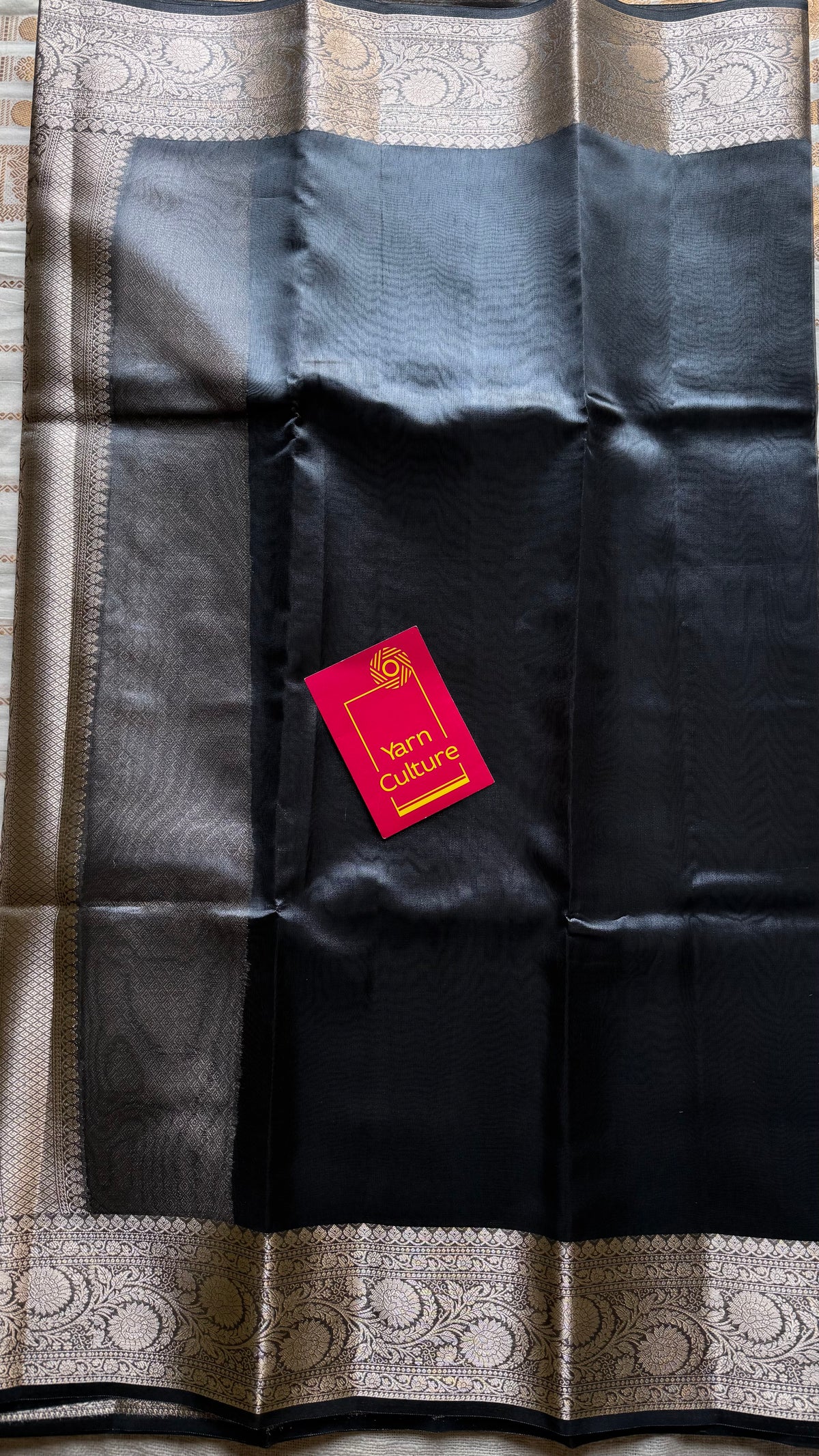 Grey tissue Banarasi saree with zari border - YCBLTOC91