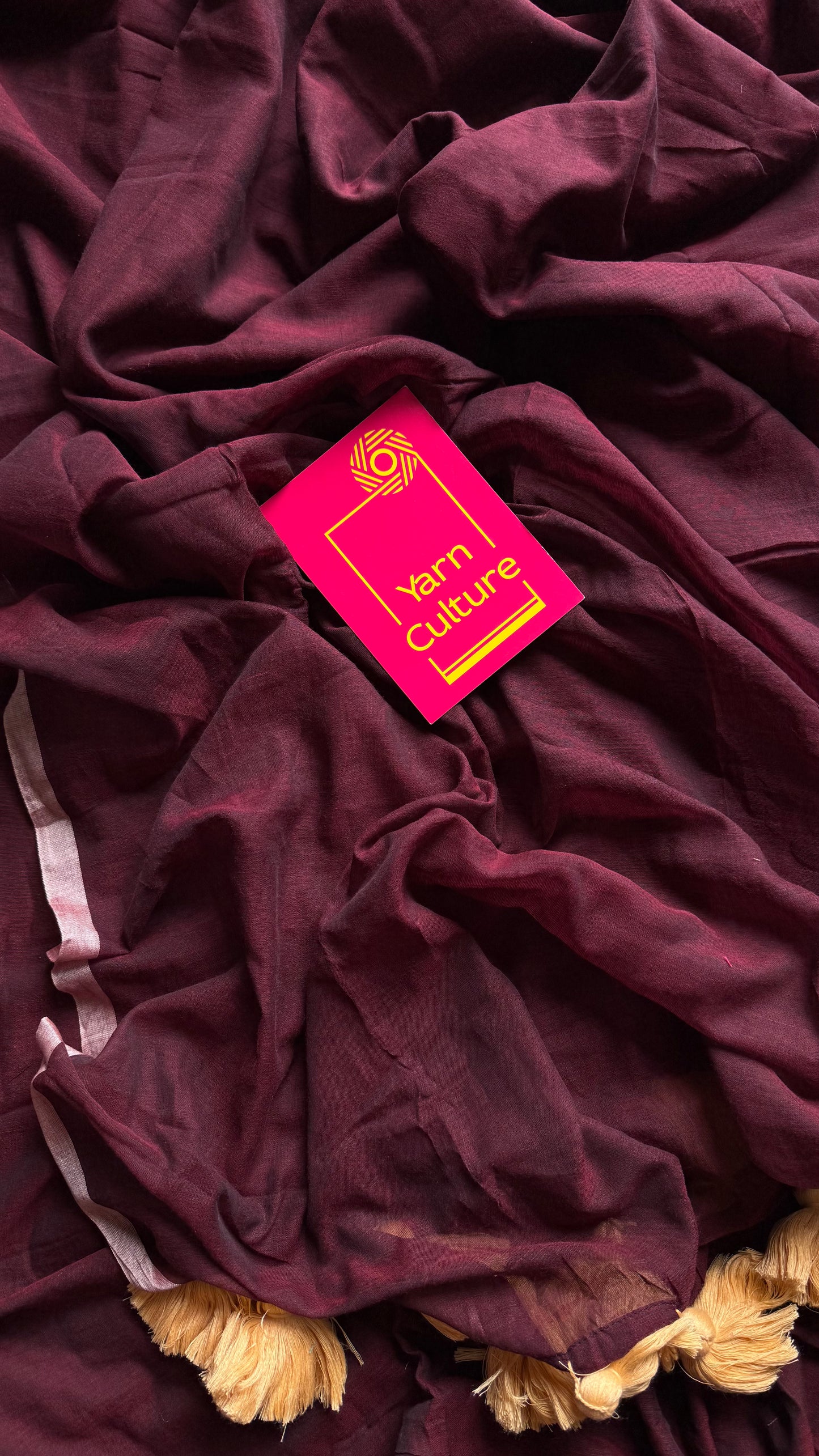 Dark brown with cream border mul cotton saree - YCBCMCFE231