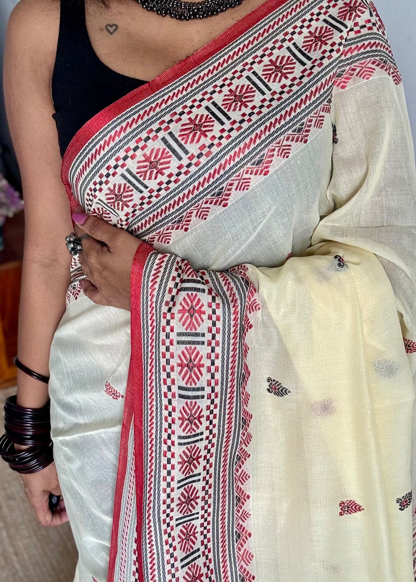 Naamghor (নামঘৰ) - Inspired by Assamese prayer space, calm and rooted, soft cotton - YCHOTEAJA210