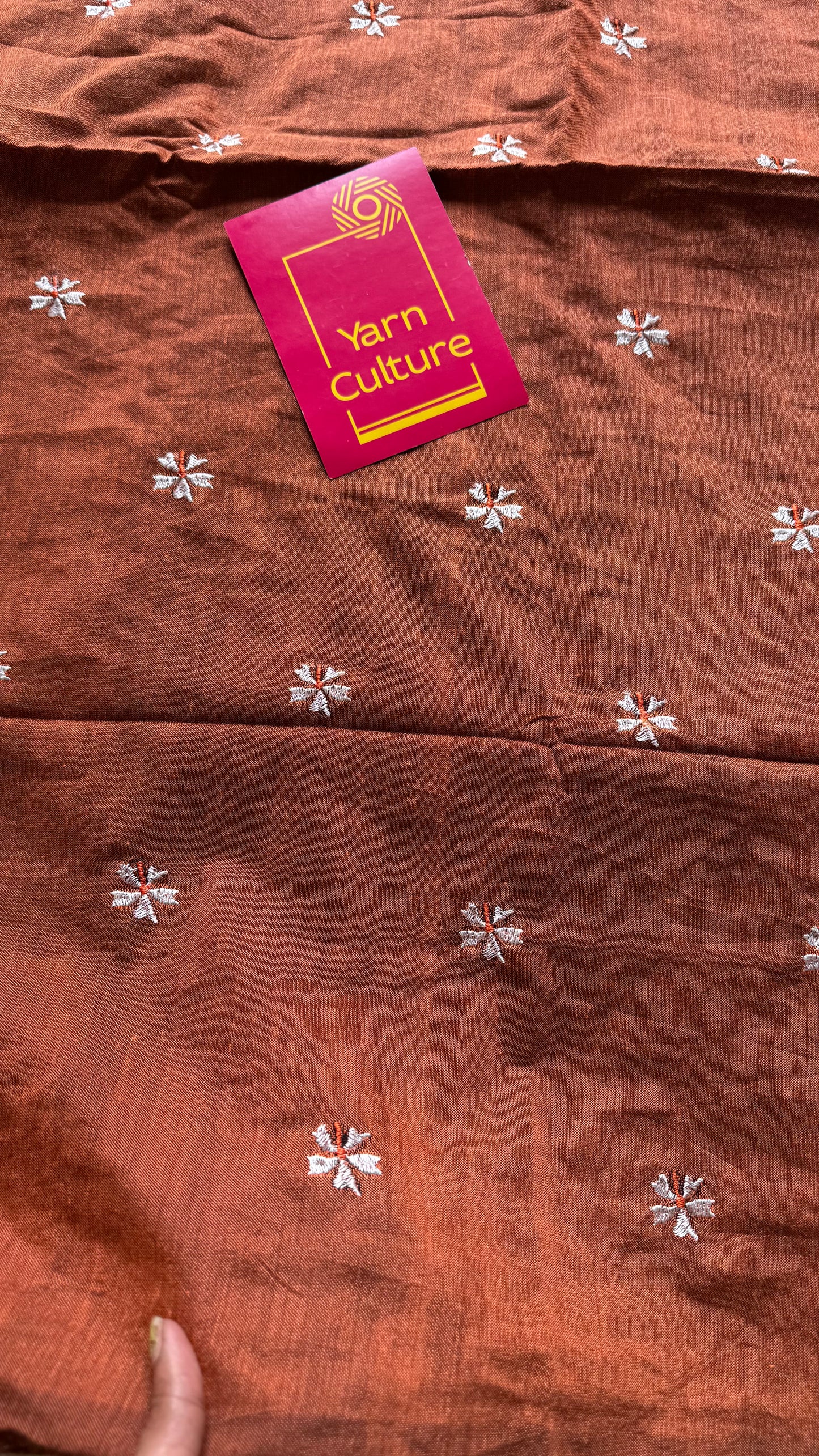 Rust orange parijat soft cotton saree  - YCBCKCAP38