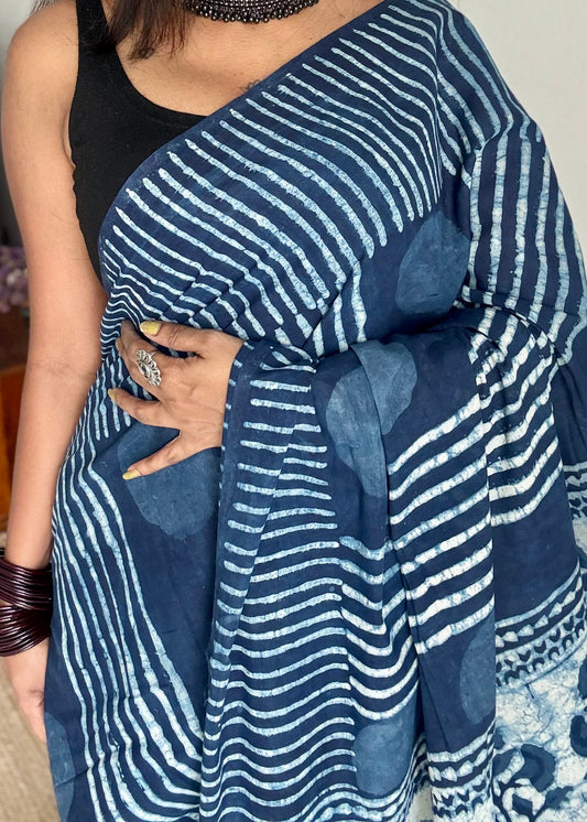 breathable cotton, lightweight drape, bagru saree, jaipur cotton, soft cotton saree, summer essential, everyday saree, office saree, summer sarees